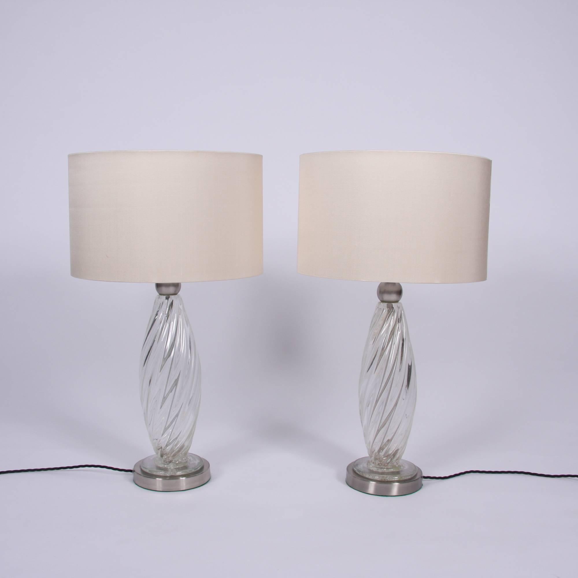 Pair of Murano table lamps

circa 1970, Italian

Slight imperfection consistent with age and manufacturing process 

Rewired and PAT tested.