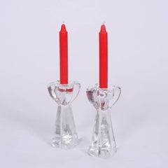 Pair of French Baccarat Candle Sticks