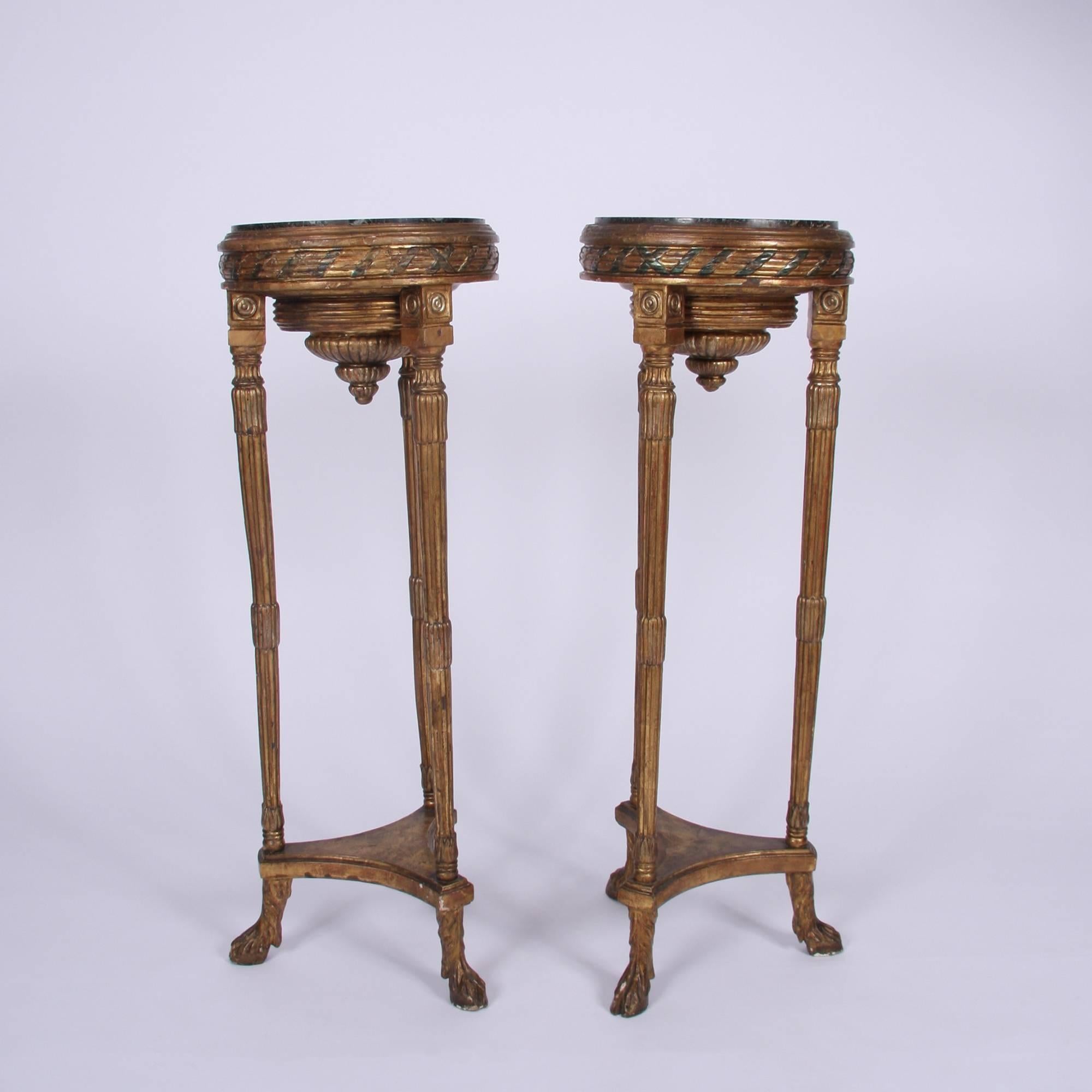 Pair of French Tall Giltwood Tables 1