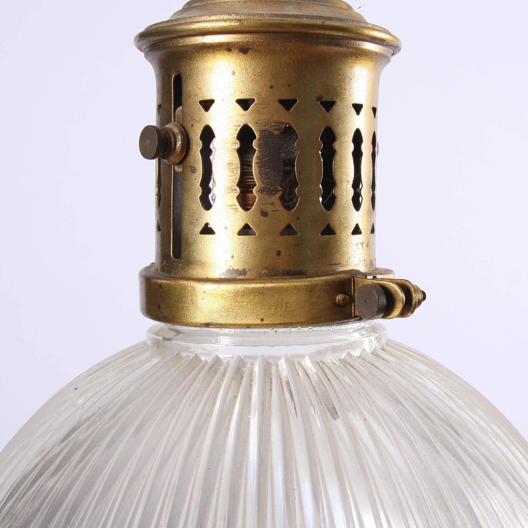 20th Century Pair of English Holophane Lamps