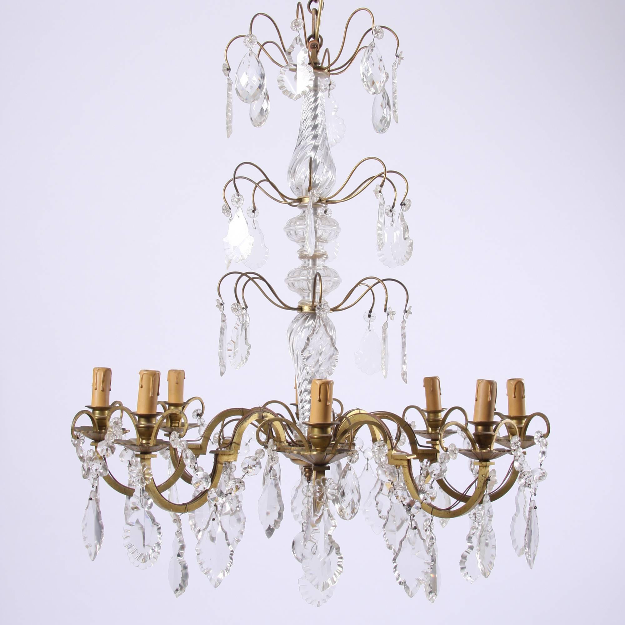 French, early 20th century

Eight-branch crystal chandelier. Rewired and PAT tested.