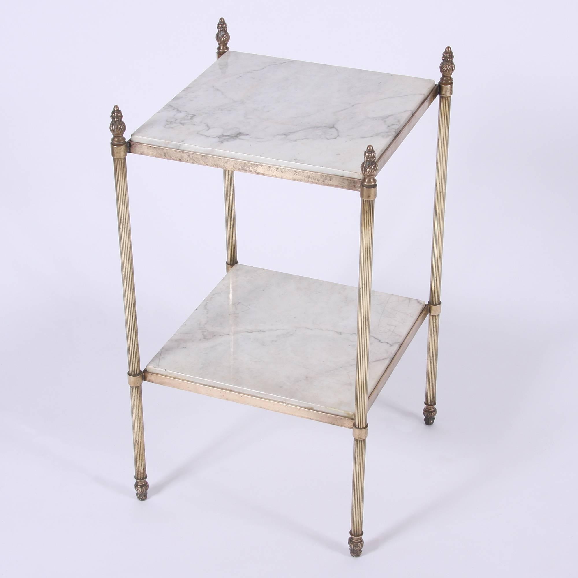 Pair of Brass and Marble Side Tables In Excellent Condition In London, GB