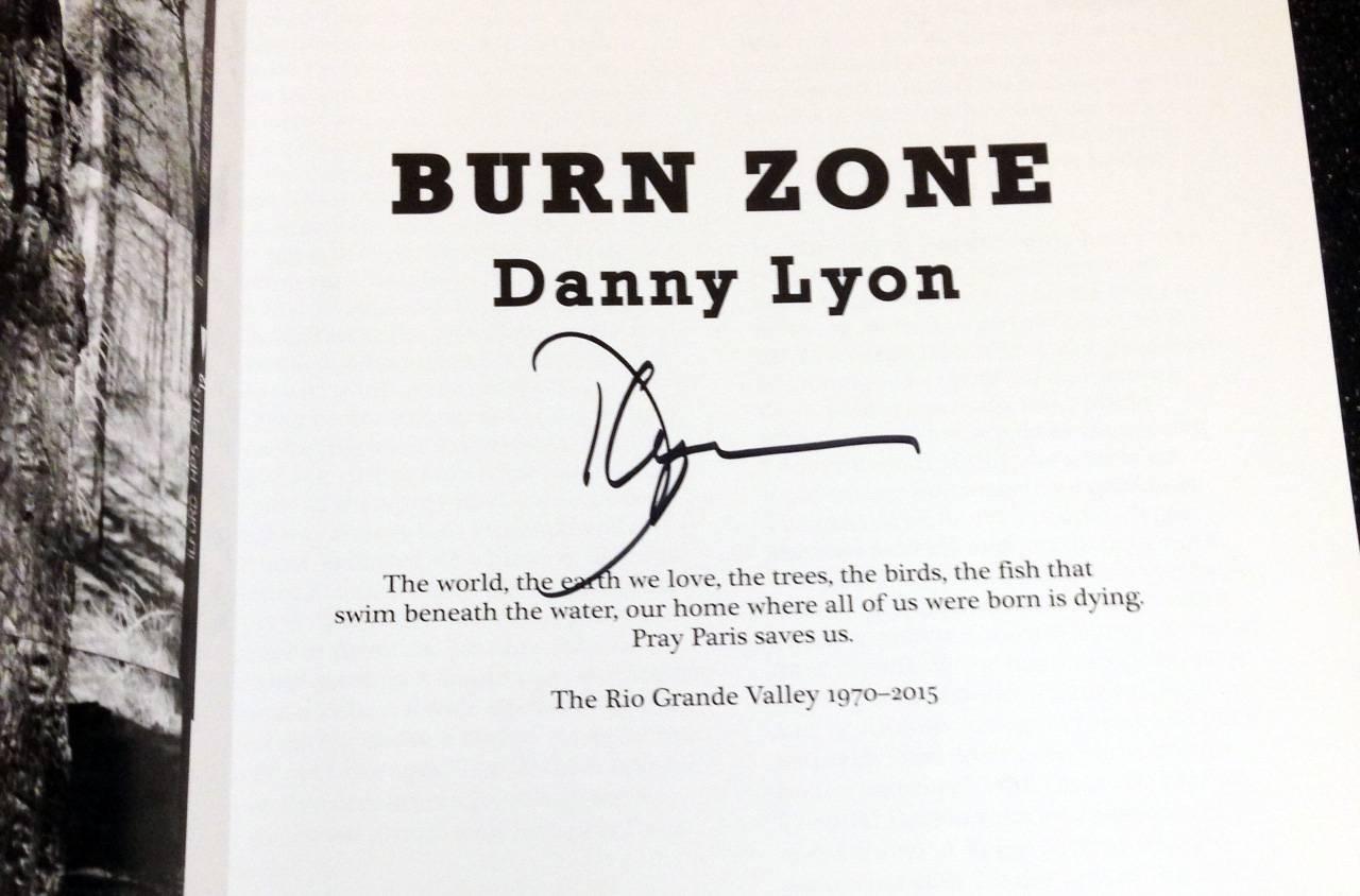 Signed Danny Lyon photography book
'Burn Zone,' along with Story of Sam, is Danny Lyon's newest work. Burn Zone is a Cri de Coeur directed at the artist community and our youth asking them to join the fight to save planet Earth. Lyon tells the