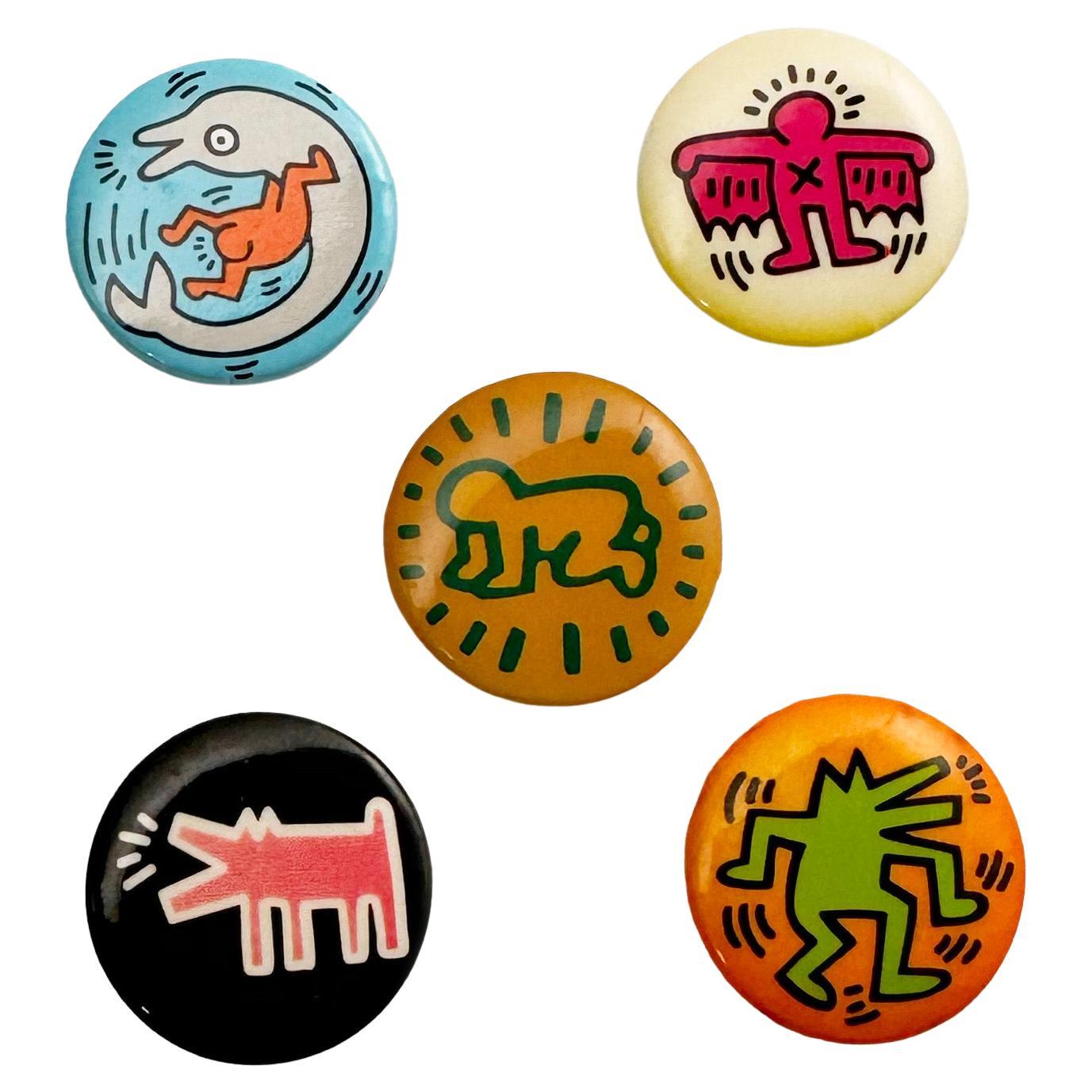 Keith Haring Pop Shop 1986 'Set von 5 Original Pins'