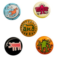 Keith Haring Pop Shop 1986 "Set di 5 spille originali