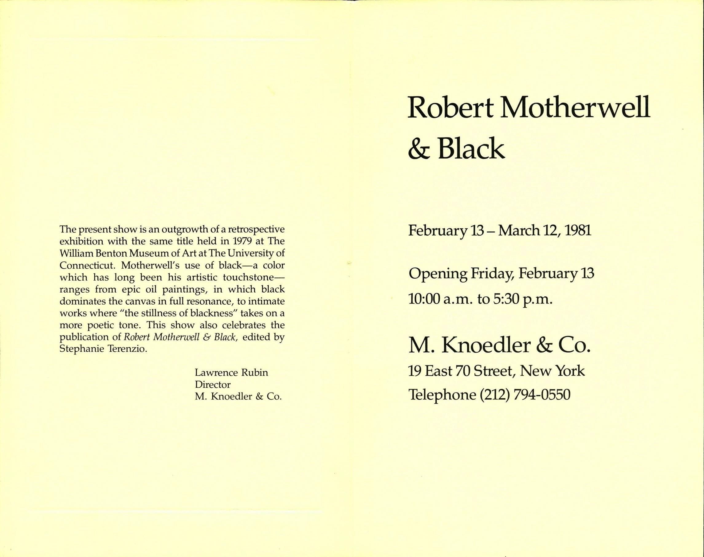 Vintage Robert Motherwell Announcement card:
