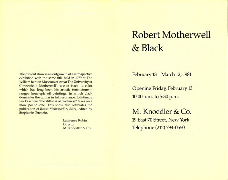 Vintage Robert Motherwell Announcement card:
