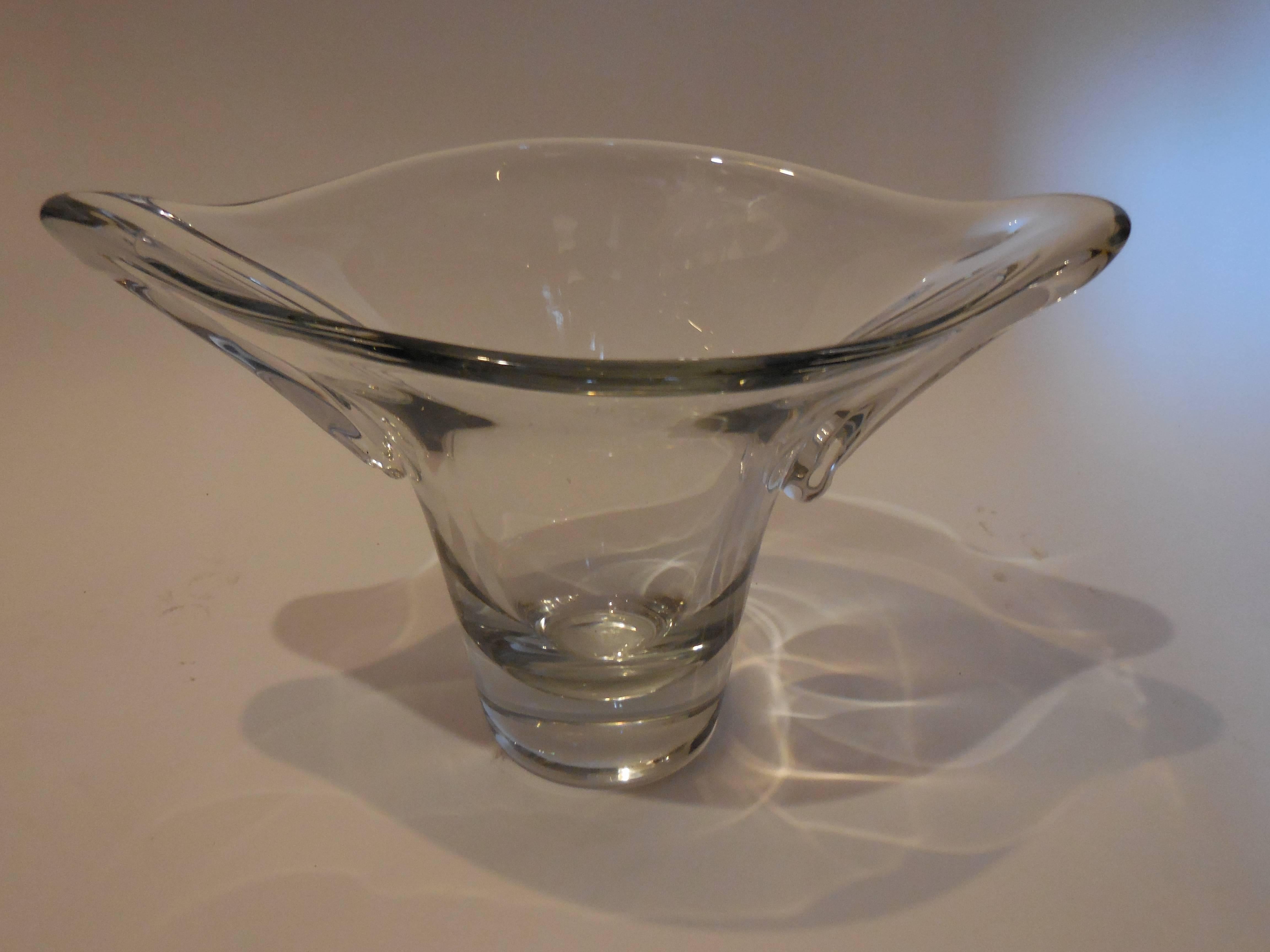 A beautiful hand blown glass vase by Daum Nancy. Excellent condition. No breaks, cracks or flea bites.