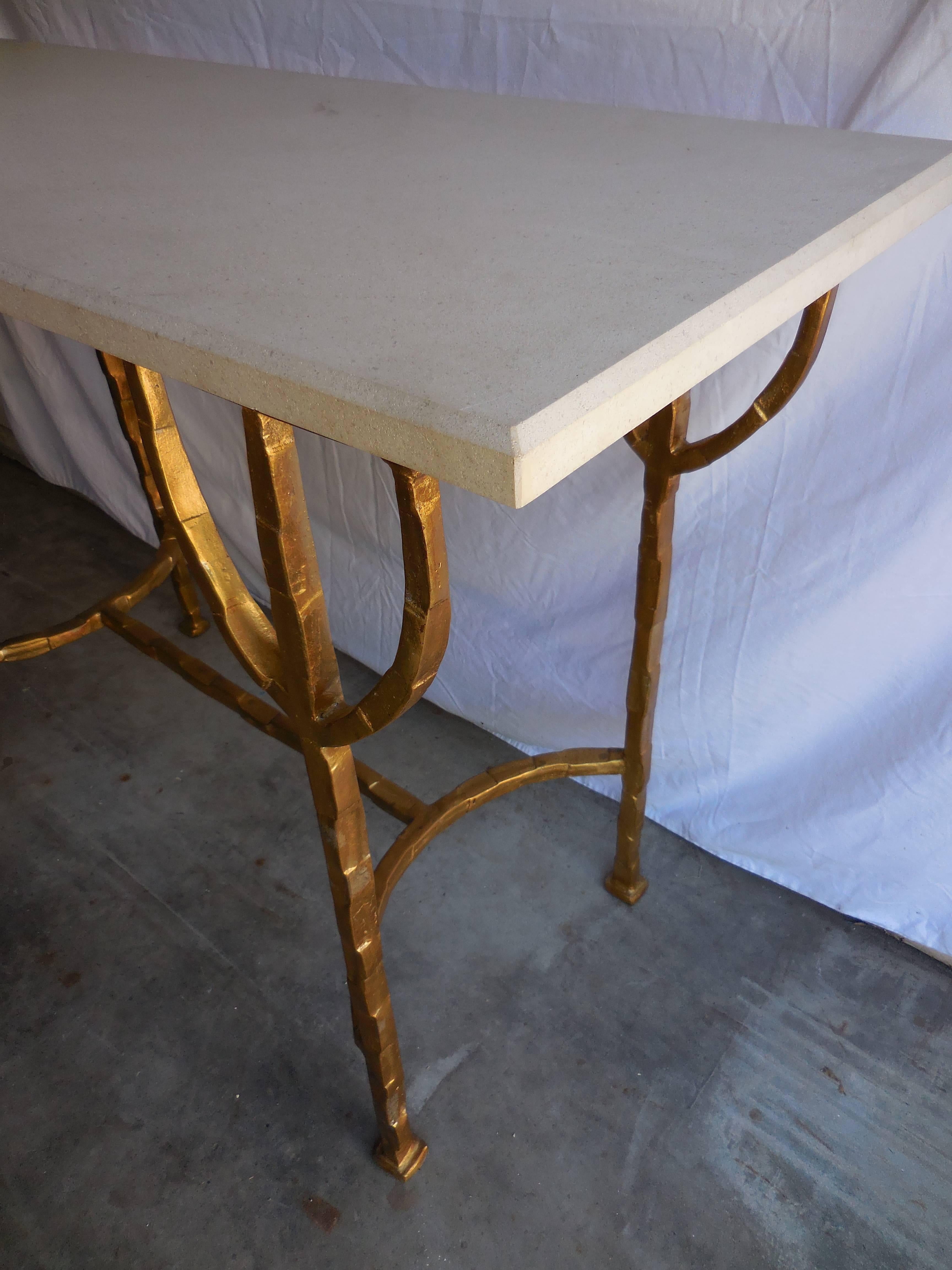 Porto Romana French Brass Console In Excellent Condition For Sale In West Palm Beach, FL