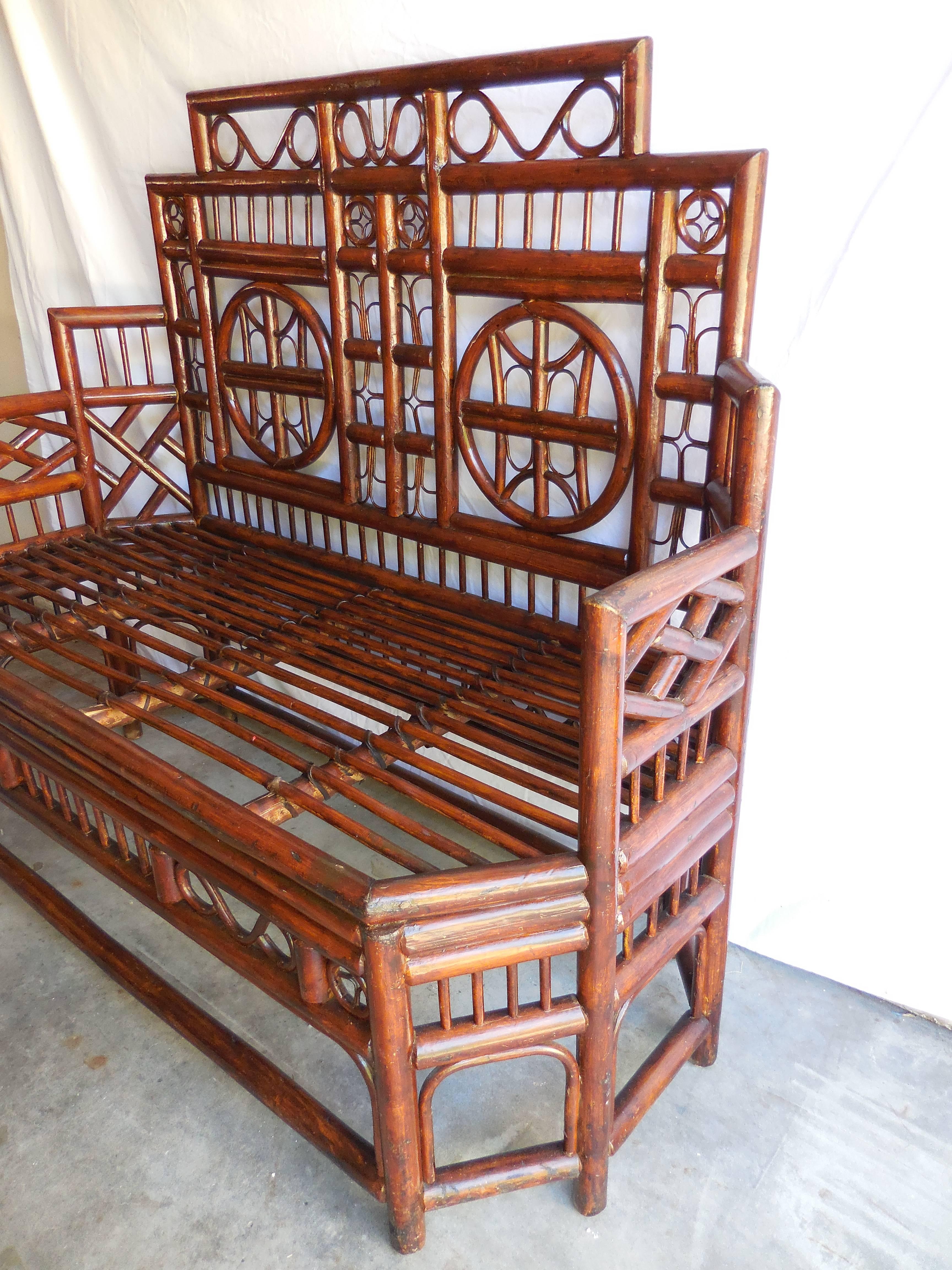 English Bamboo Settee In Excellent Condition In West Palm Beach, FL