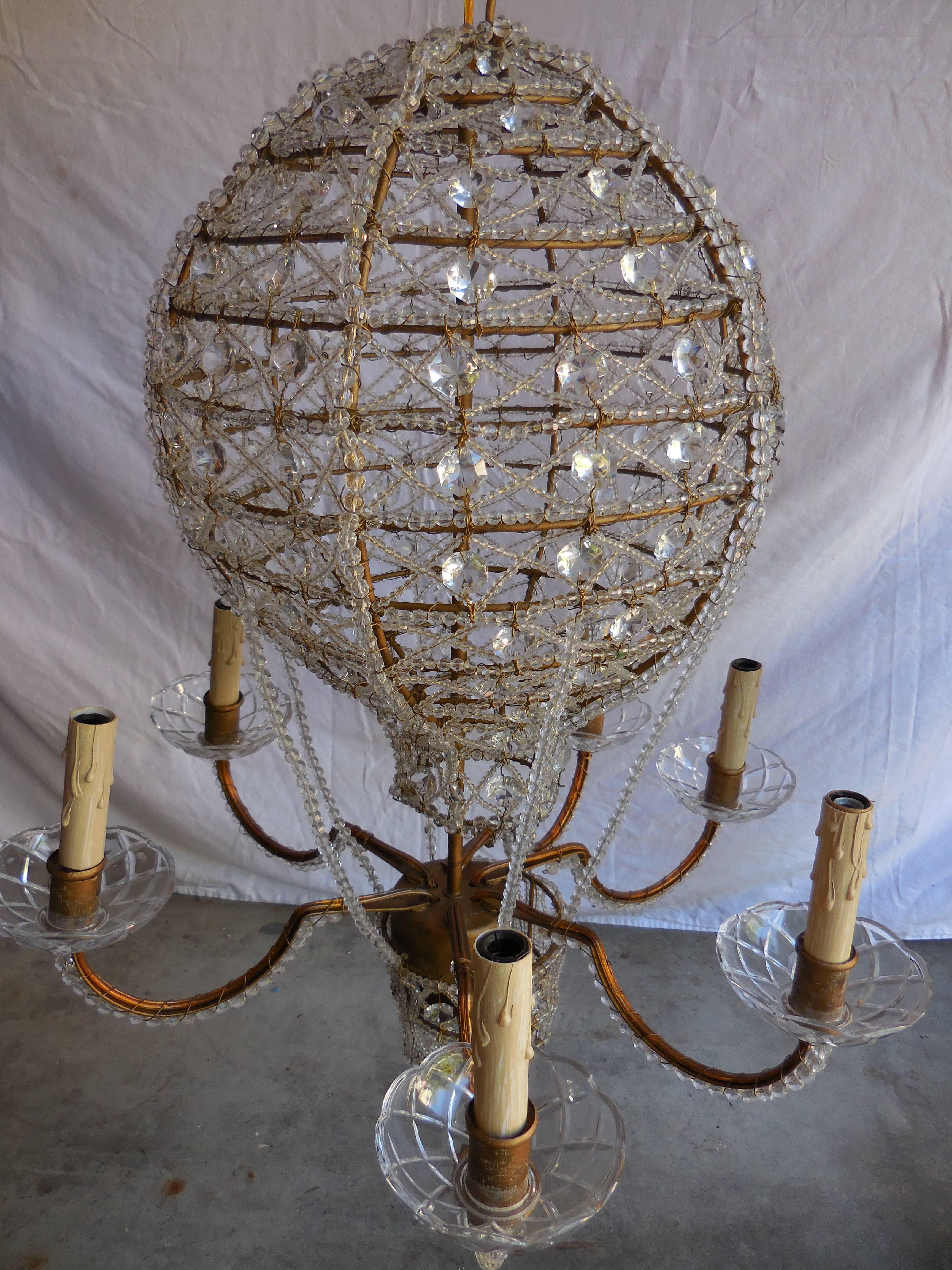 Mid-Century Italian Hot Air Balloon Chandelier In Excellent Condition For Sale In West Palm Beach, FL