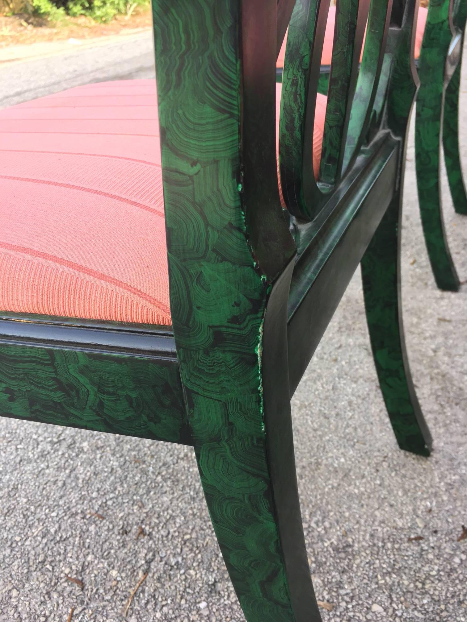 Smith and Watson Faux Malachite Dining Chairs For Sale 2