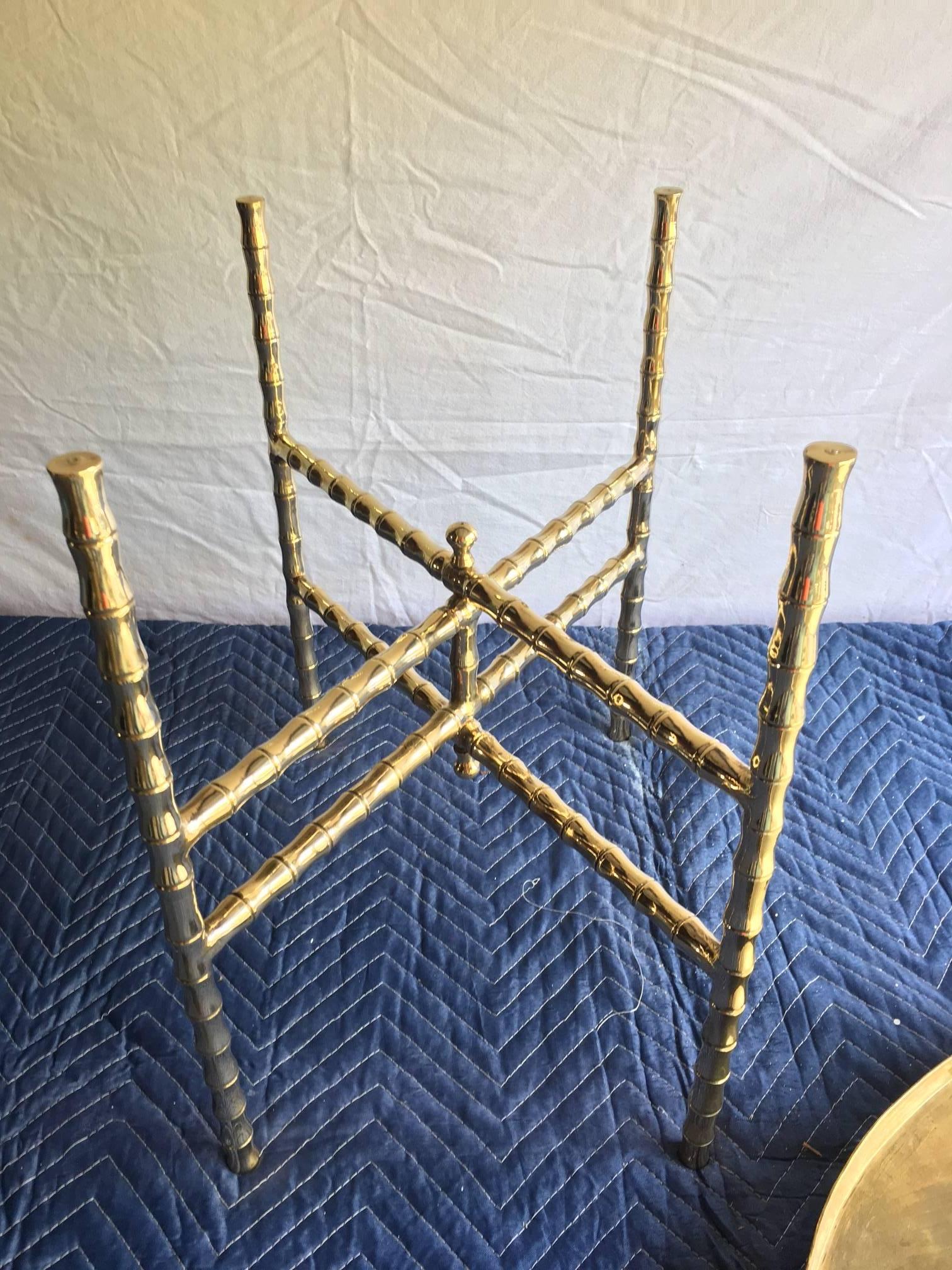 Mid-20th Century Brass Faux Bamboo Tray Table