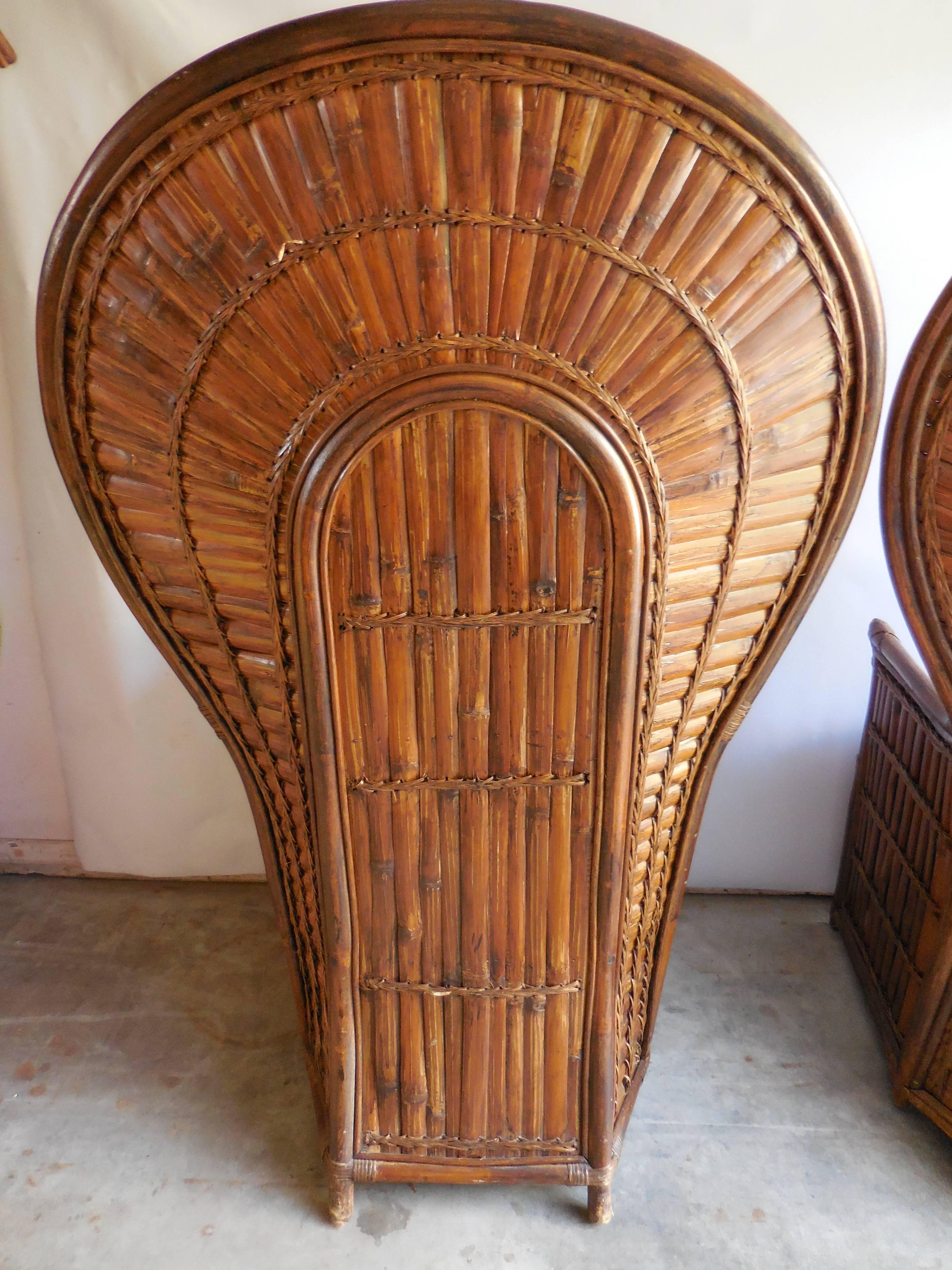 Pair of Vintage Bamboo Peacock Chairs For Sale 1