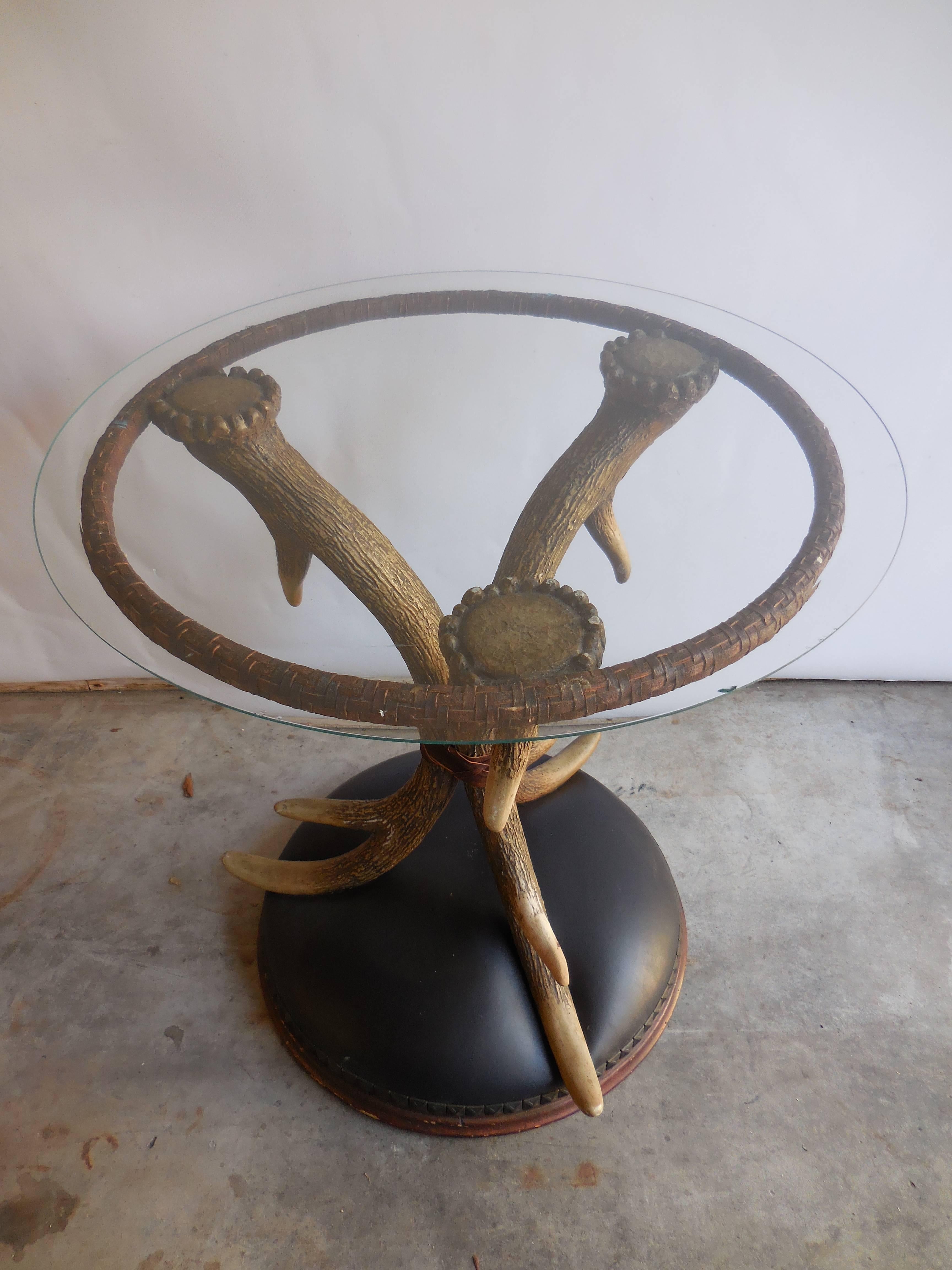 Resin antler side table in excellent condition, circa 1930s. One of a kind.