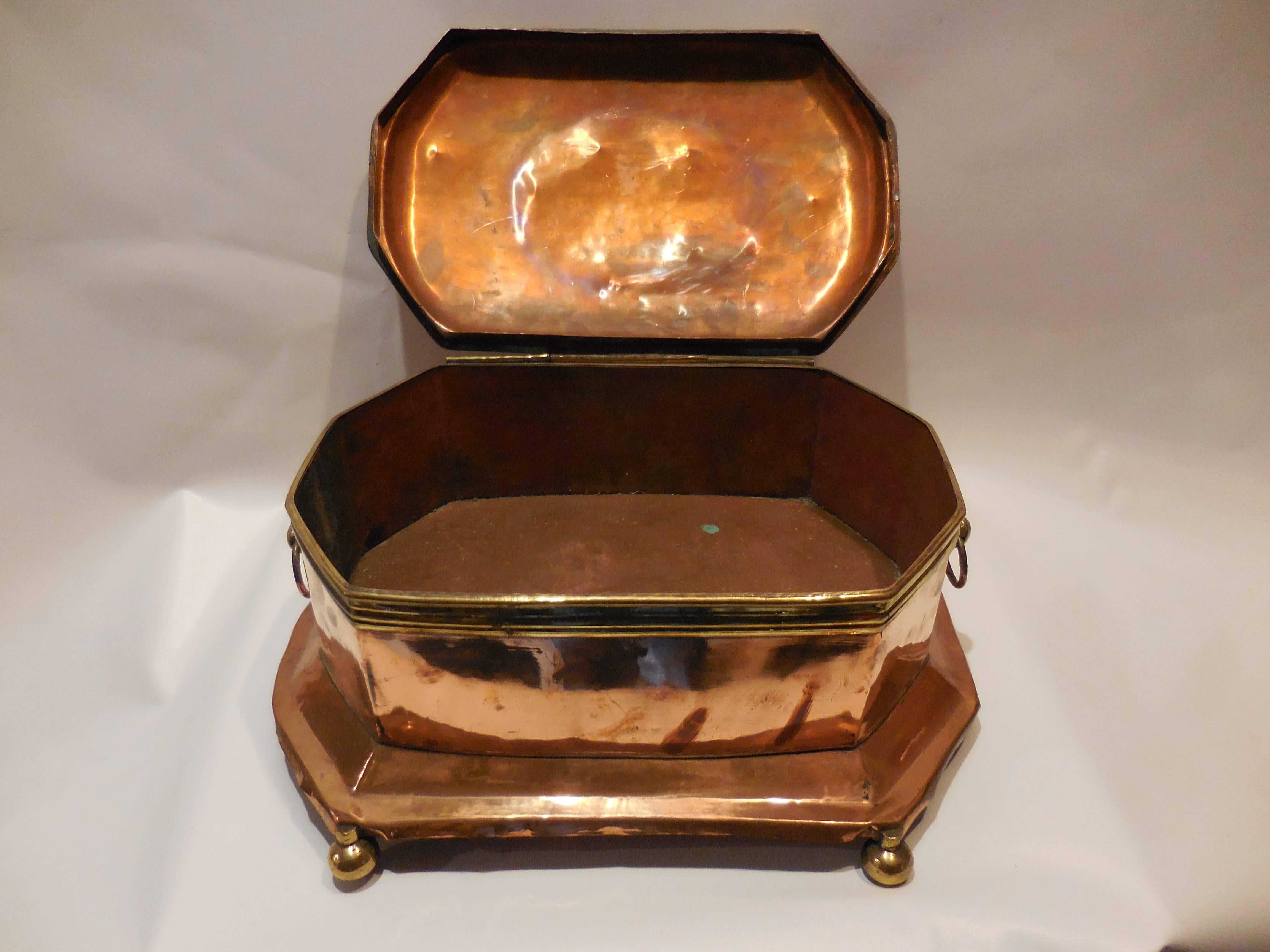 19th Century Copper Casket In Good Condition For Sale In West Palm Beach, FL