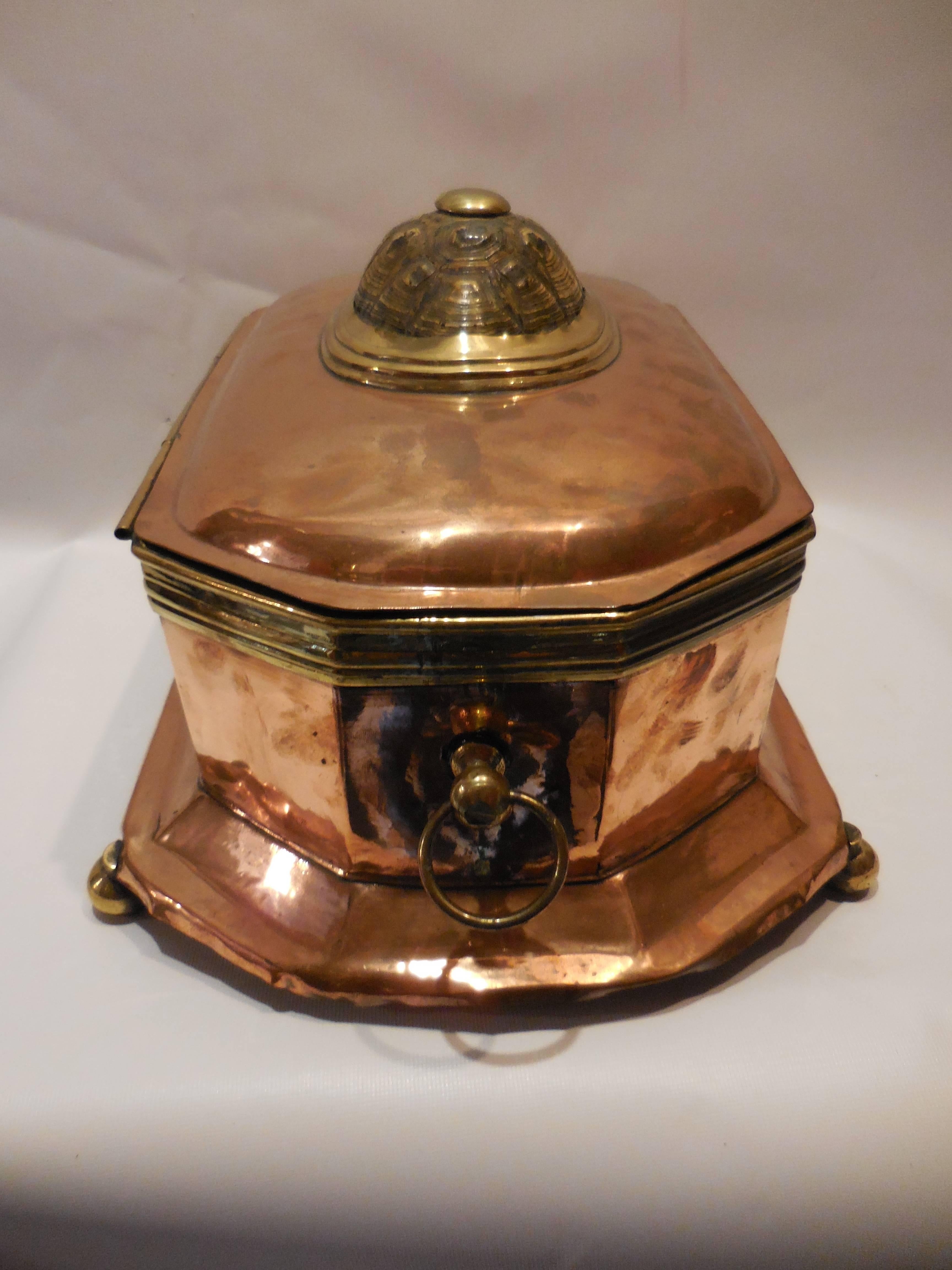 Brass 19th Century Copper Casket For Sale