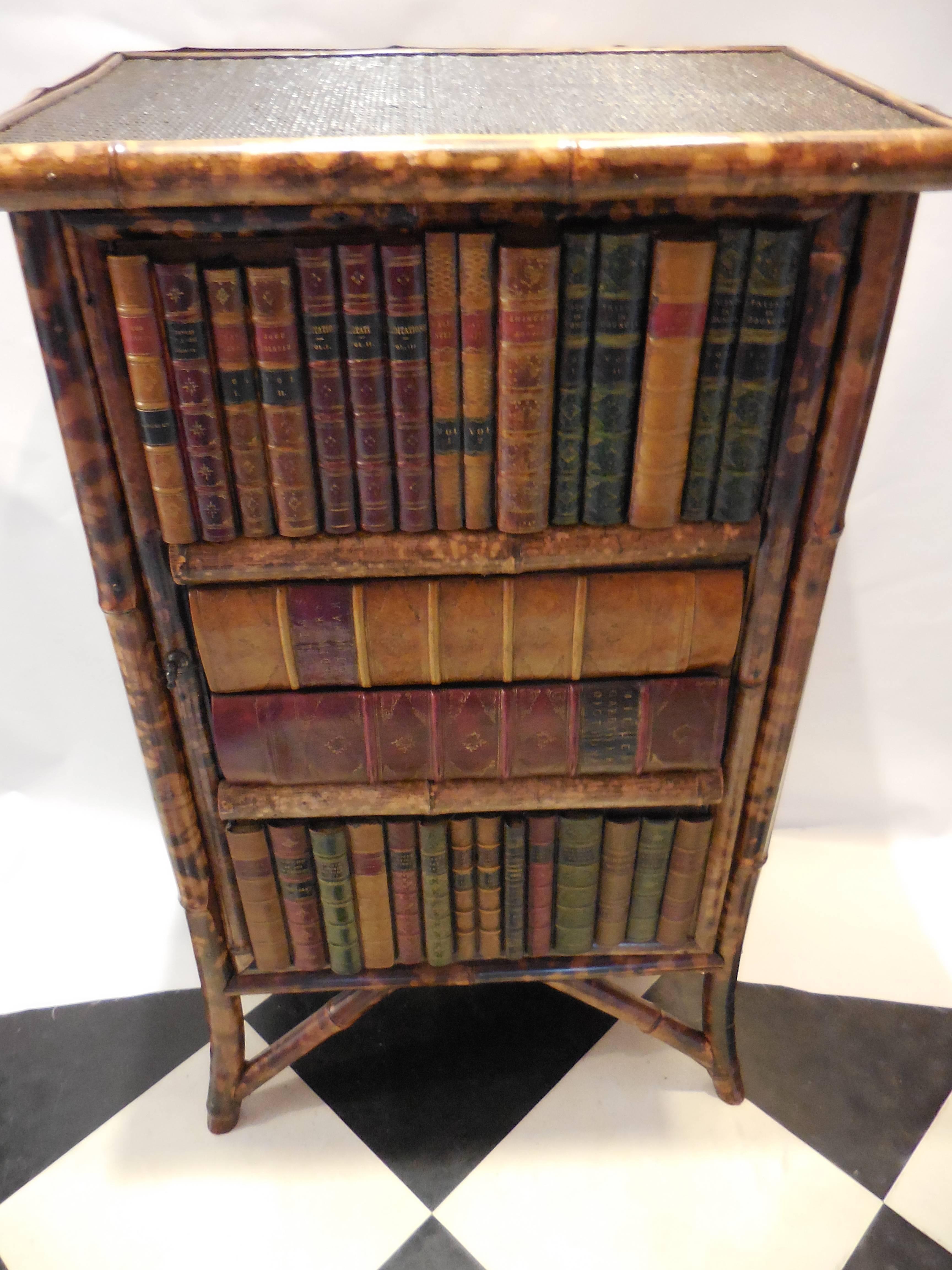 Mid-20th Century Bamboo Library Cabinet For Sale 4