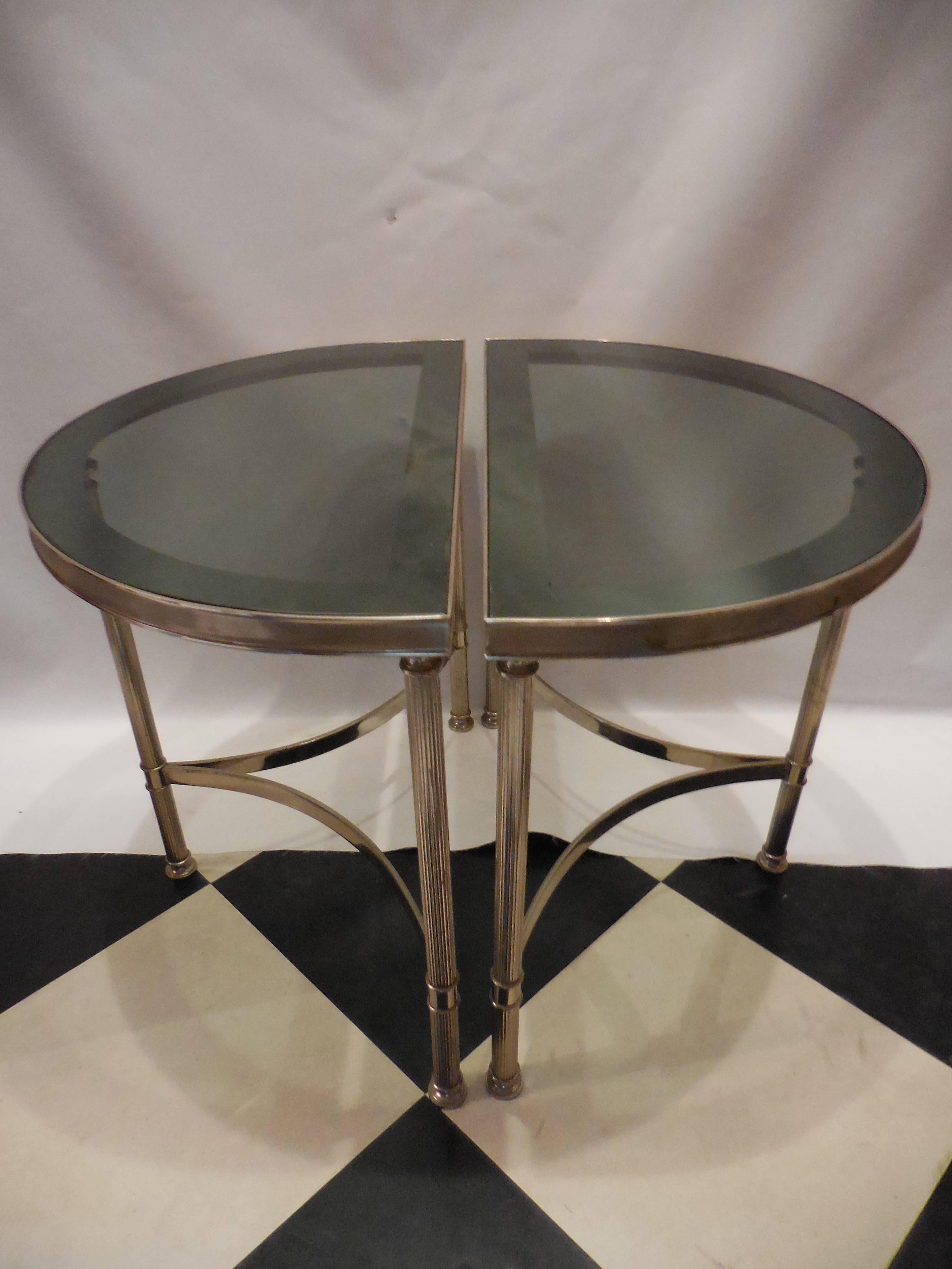 Mid-Century Modern Mid-Century Demilune Side Tables, Pair For Sale