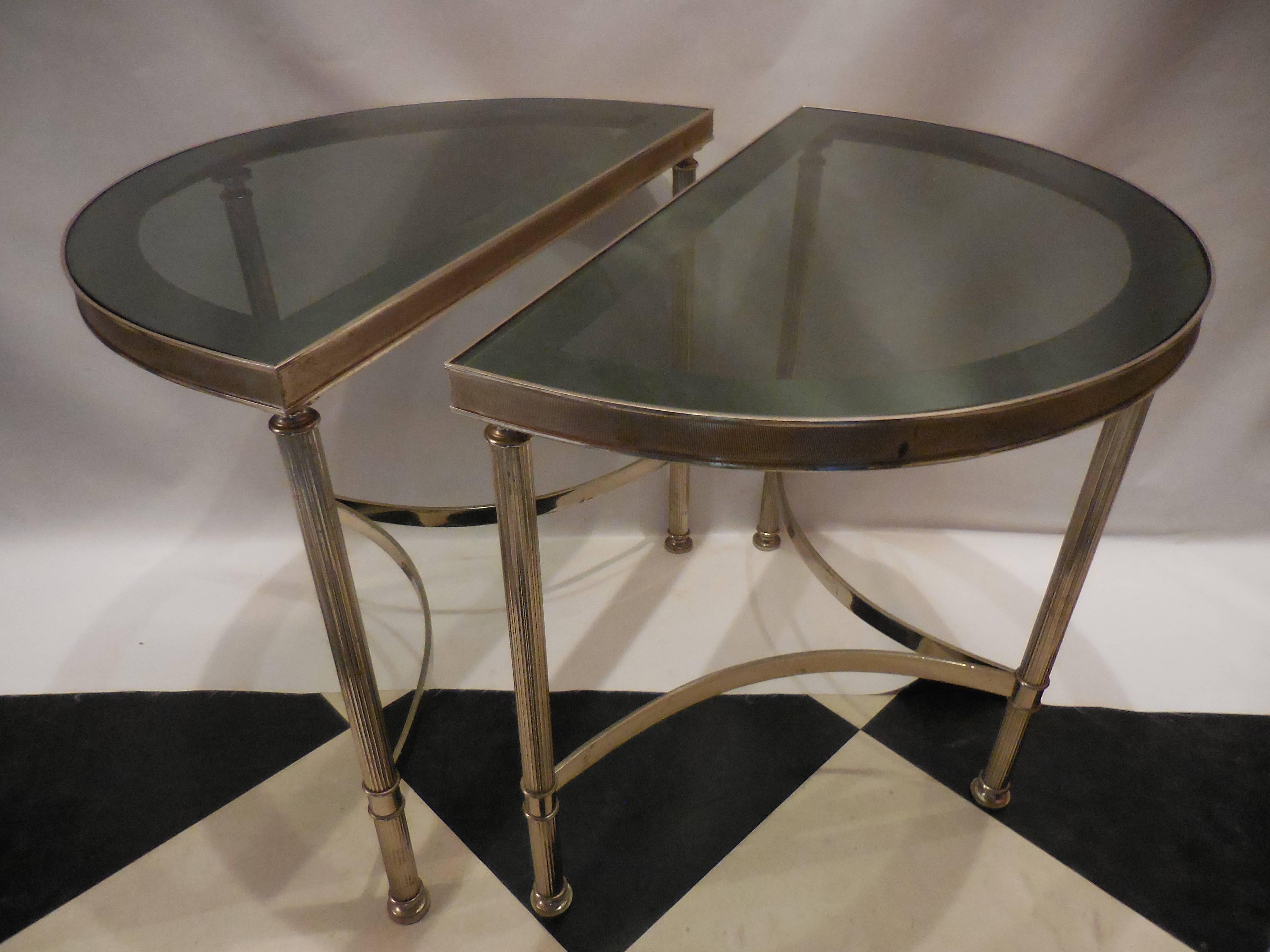 North American Mid-Century Demilune Side Tables, Pair For Sale