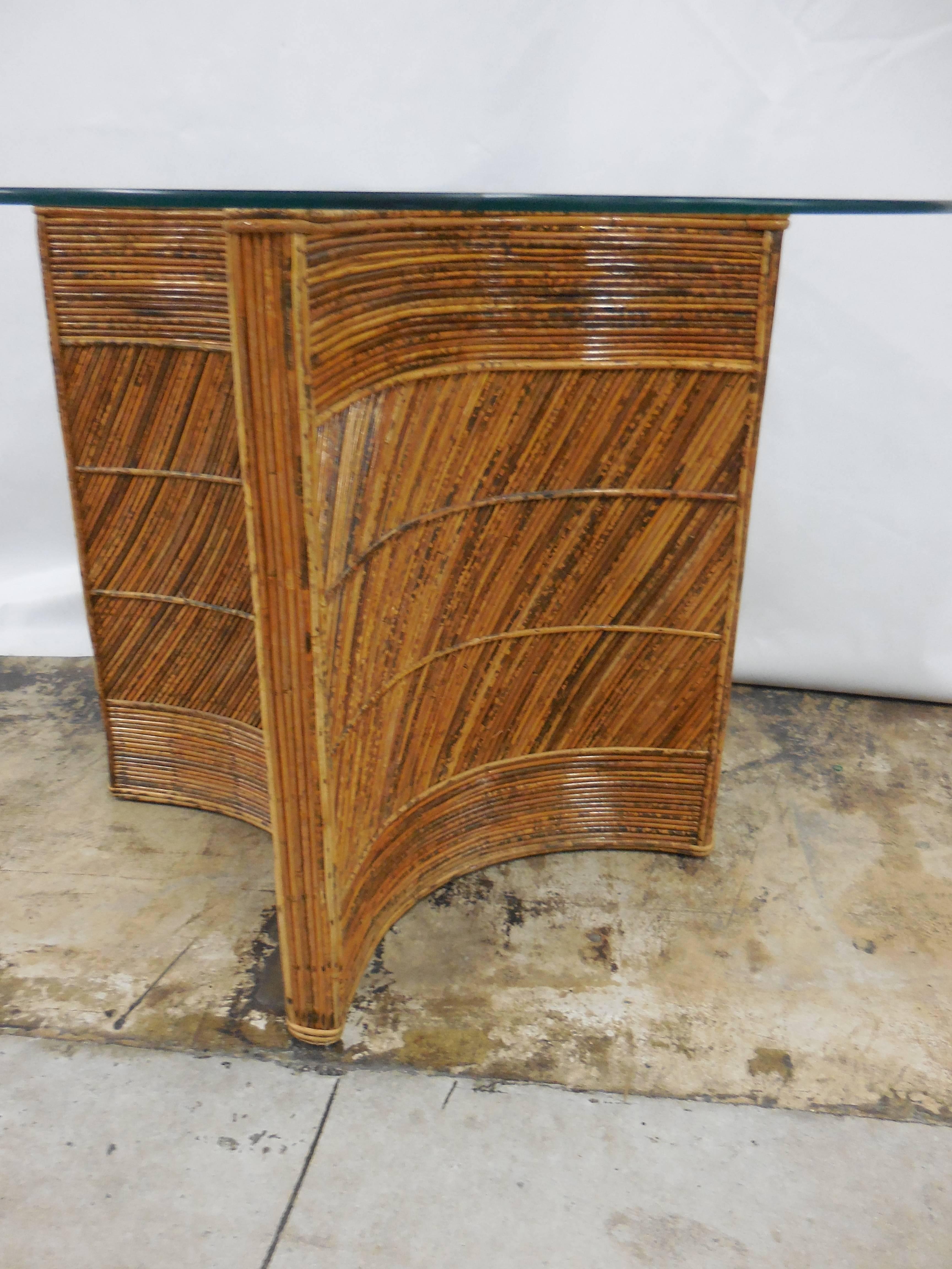 Hollywood Regency Vintage Bamboo Table For Sale