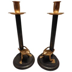 Vintage-Signed Italian Candleholders, Pair