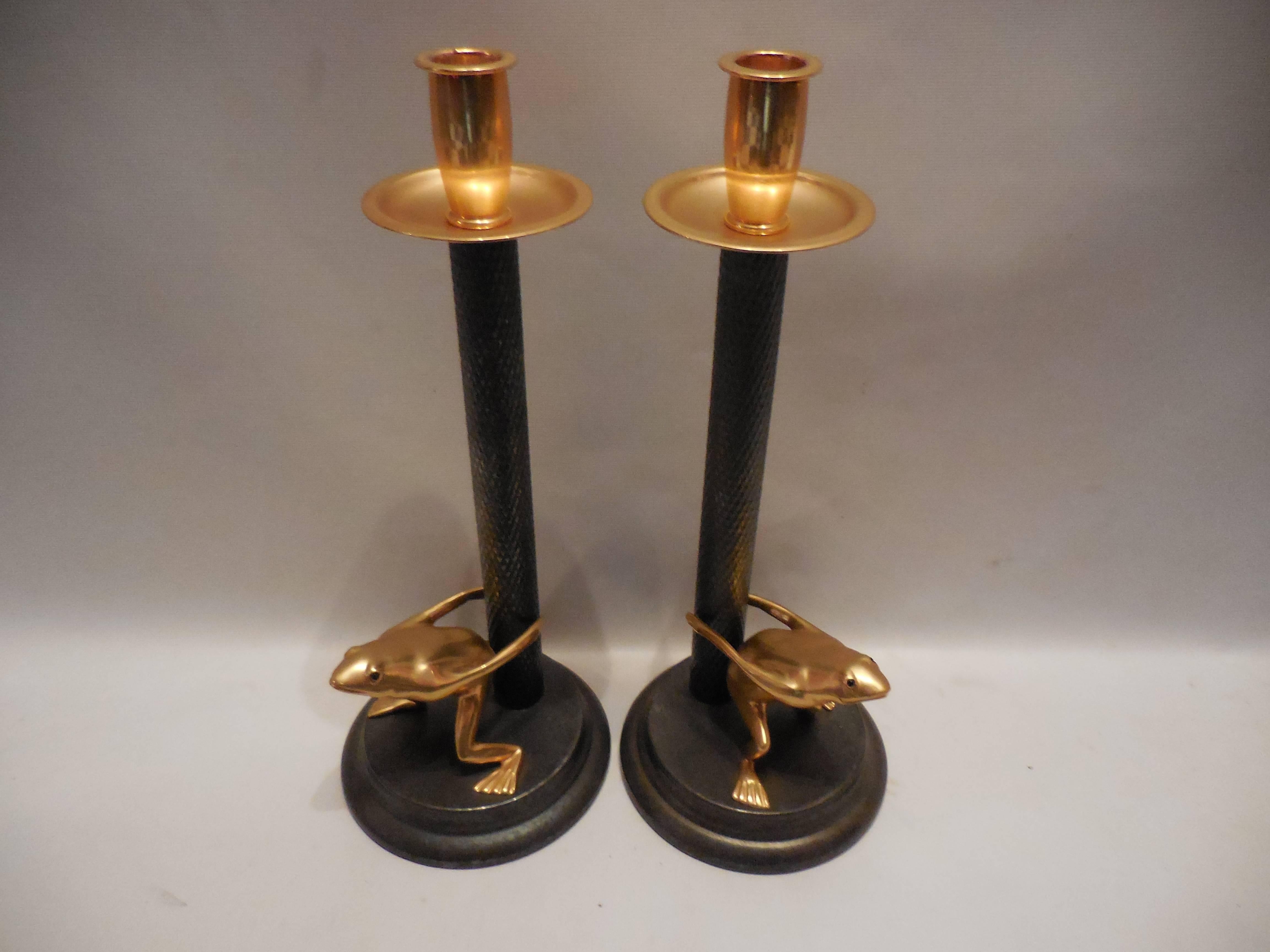 Vintage-Signed Italian Candleholders, Pair In Excellent Condition In West Palm Beach, FL