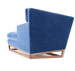 Handmade Contemporary/Modern Chaise Longue/Lounge in Velvet with Walnut Base