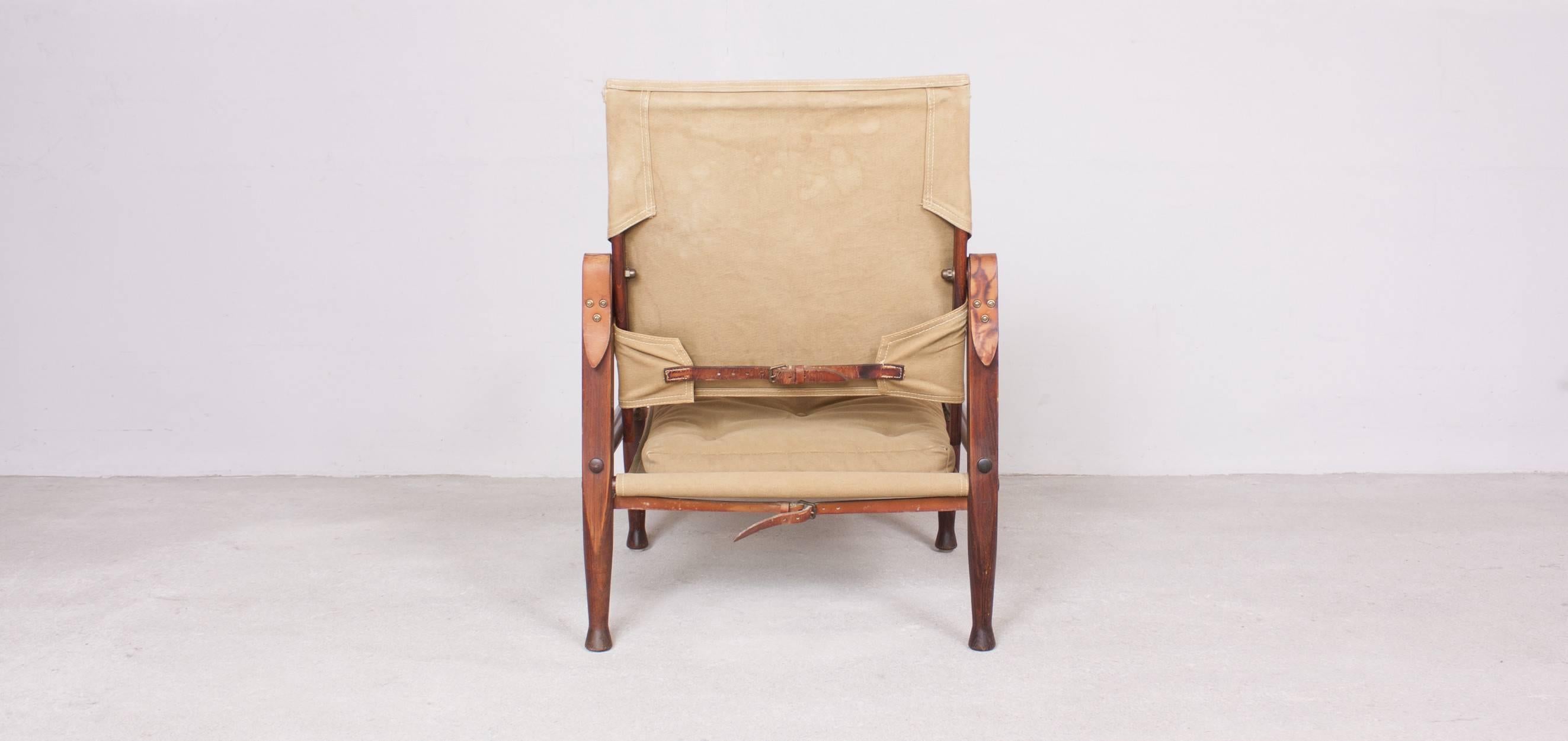 Mid-Century Kaare Klint Safari Chair by Rud. Rasmussen Designed in 1933 In Good Condition In Sint Oedenrode, NL
