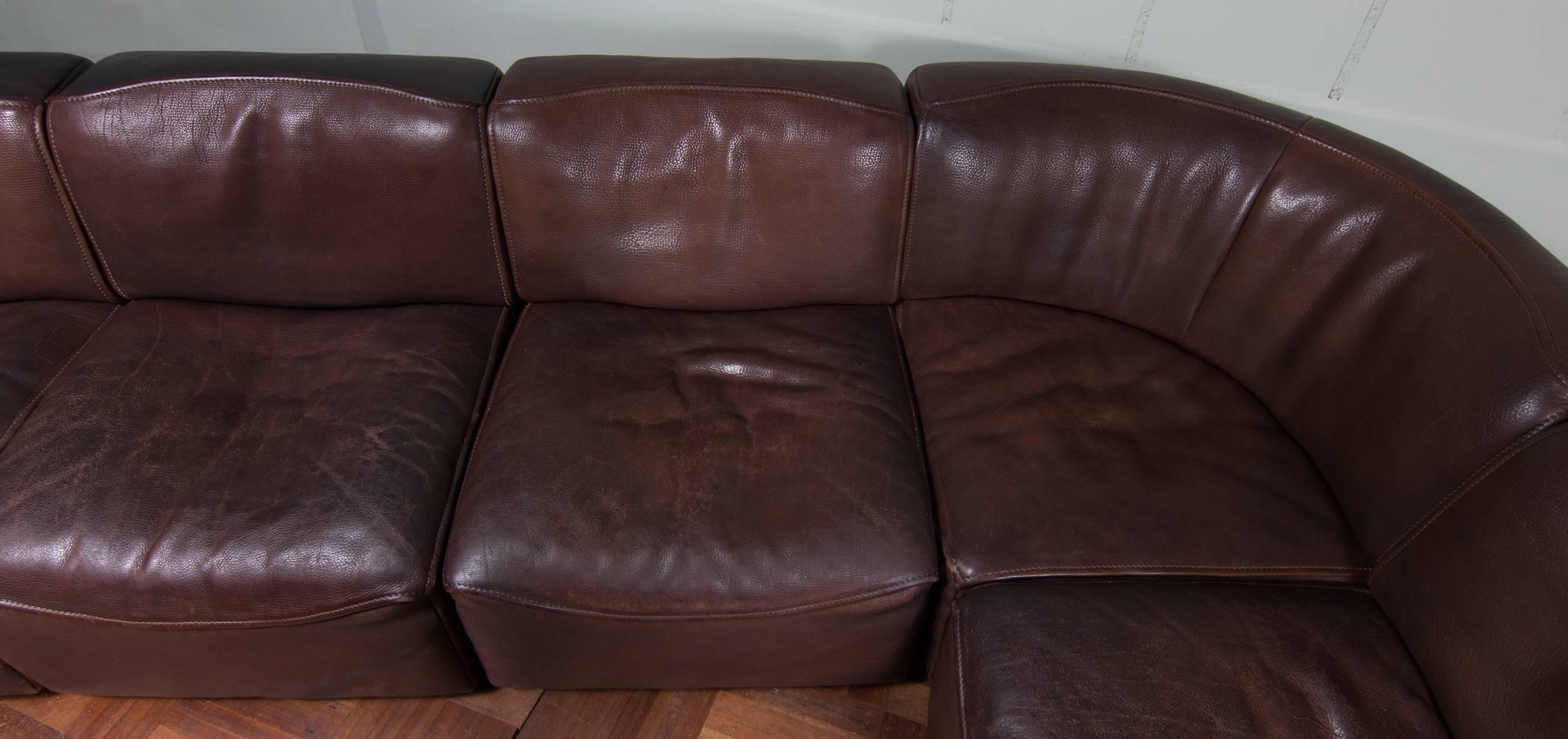 De Sede DS 15 Neck Leather Sofa, Set of Five In Good Condition In Sint Oedenrode, NL