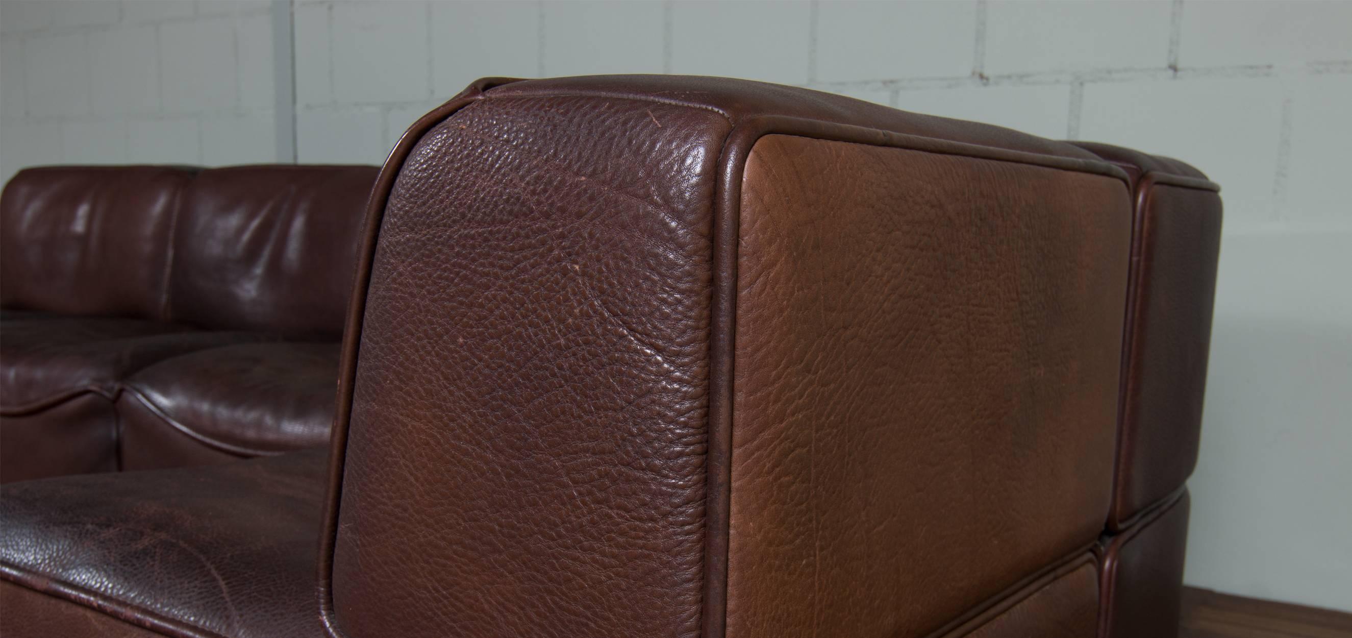 Swiss De Sede DS 15 Neck Leather Sofa, Set of Five