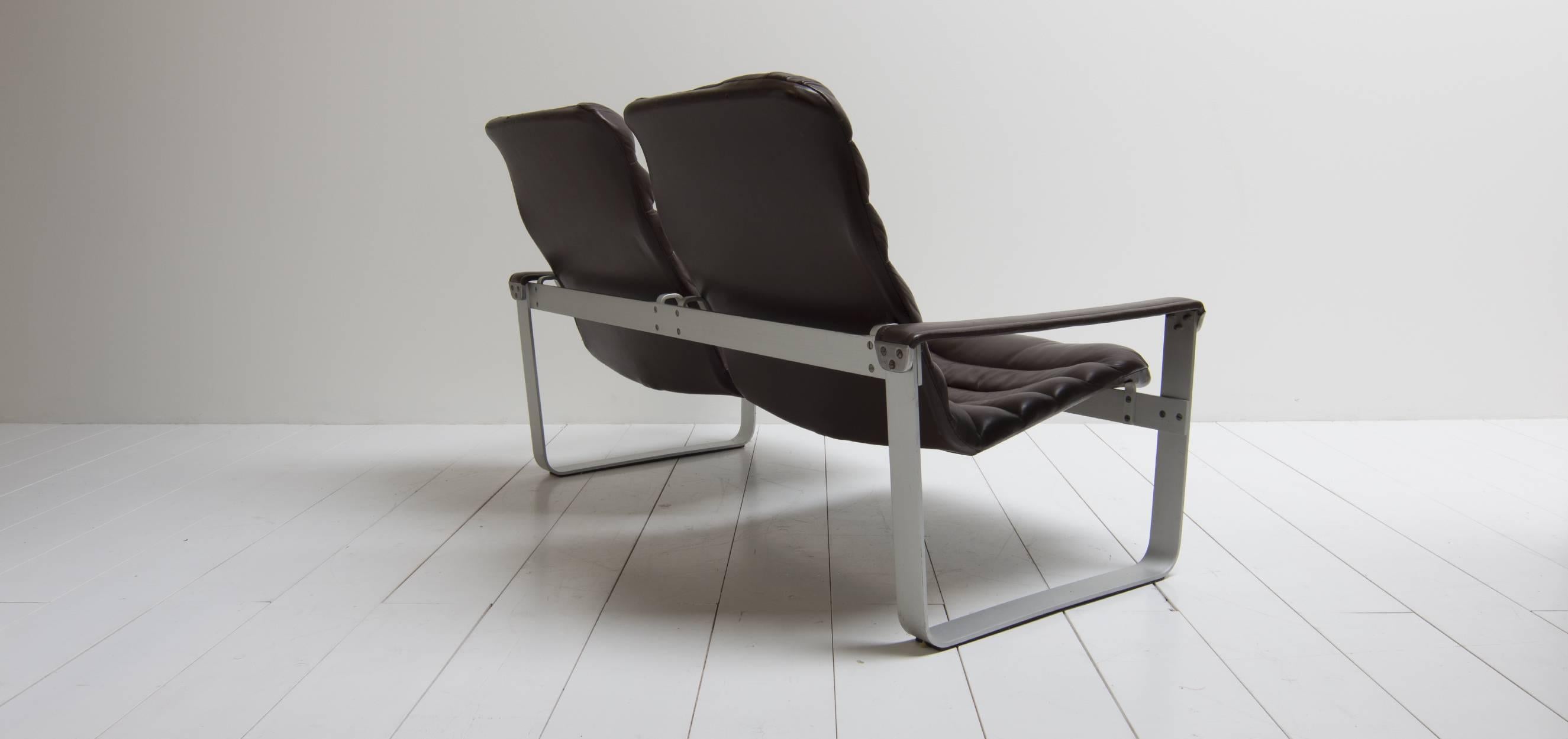 Aluminum Asko Sofa Model Pulkka by Ilmari Lappalainen For Sale