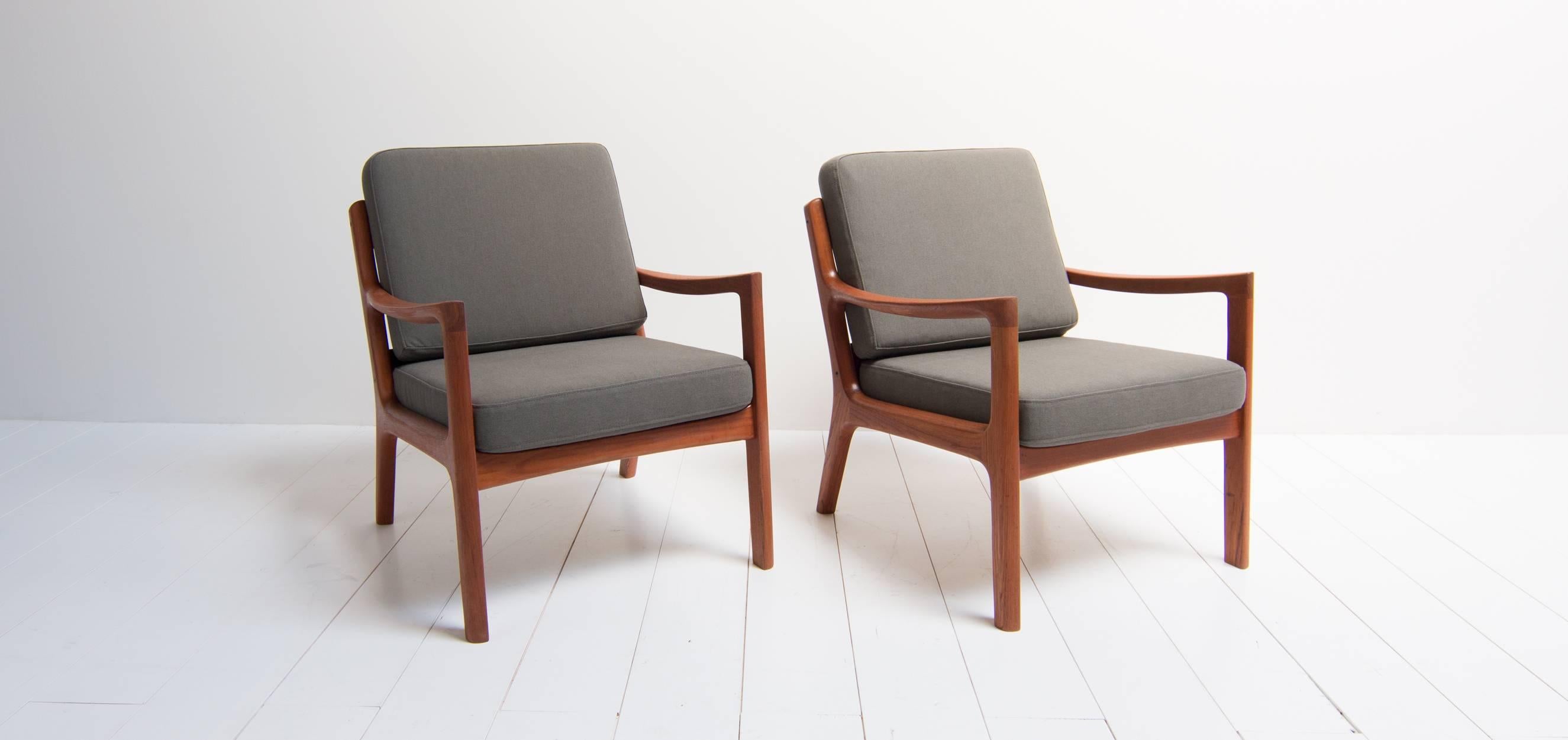 Scandinavian Modern Ole Wanscher Senator Lounge Chairs Produced by France and Son Set of Two