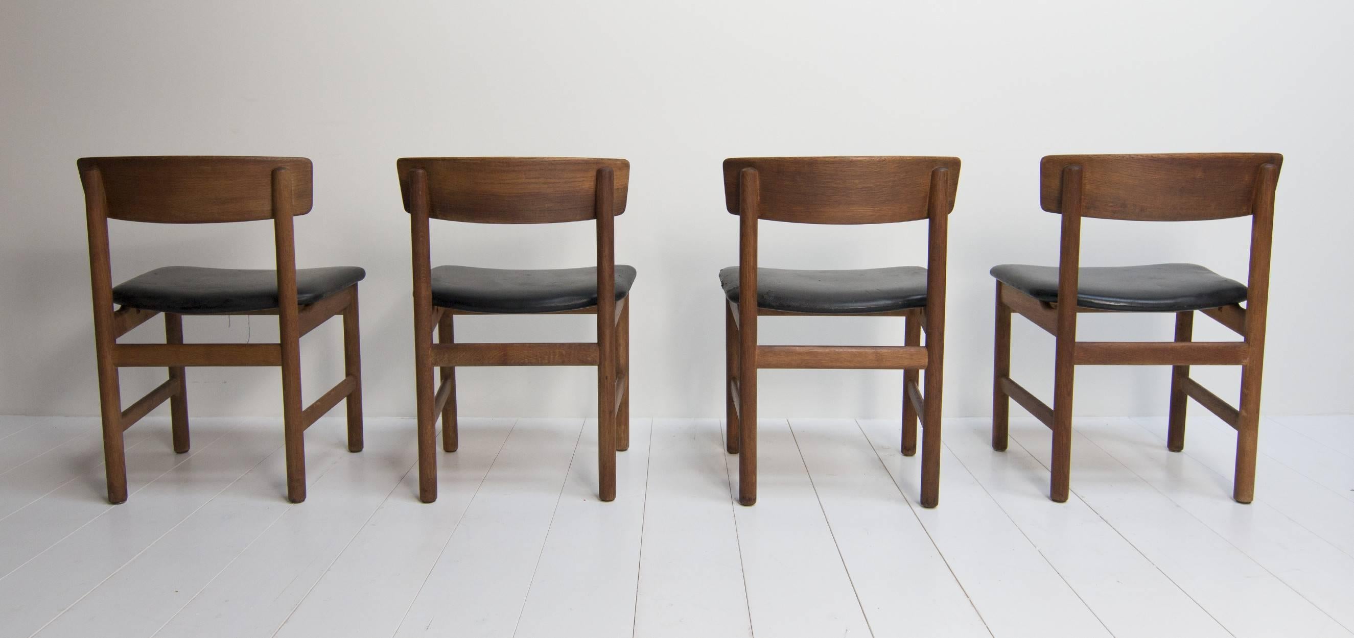 Mid-Century Modern Børge Mogensen Chairs, Produced by Fredericia Furniture, Set of Four For Sale