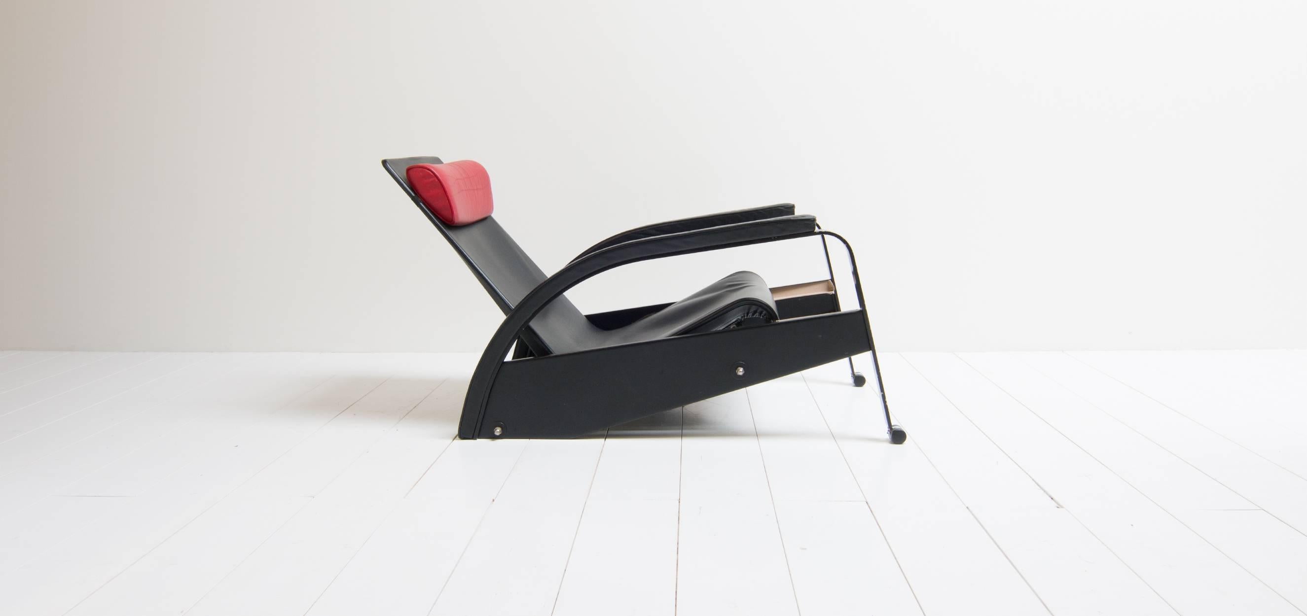 Jean Prouvé lounge chair named “Grand Repos” produced by the German company Tecta. This model is out of production. This Jean Prouvé lounge chair is called machine chair by many as well. Only 100 units of this lounge chair exist. This model was