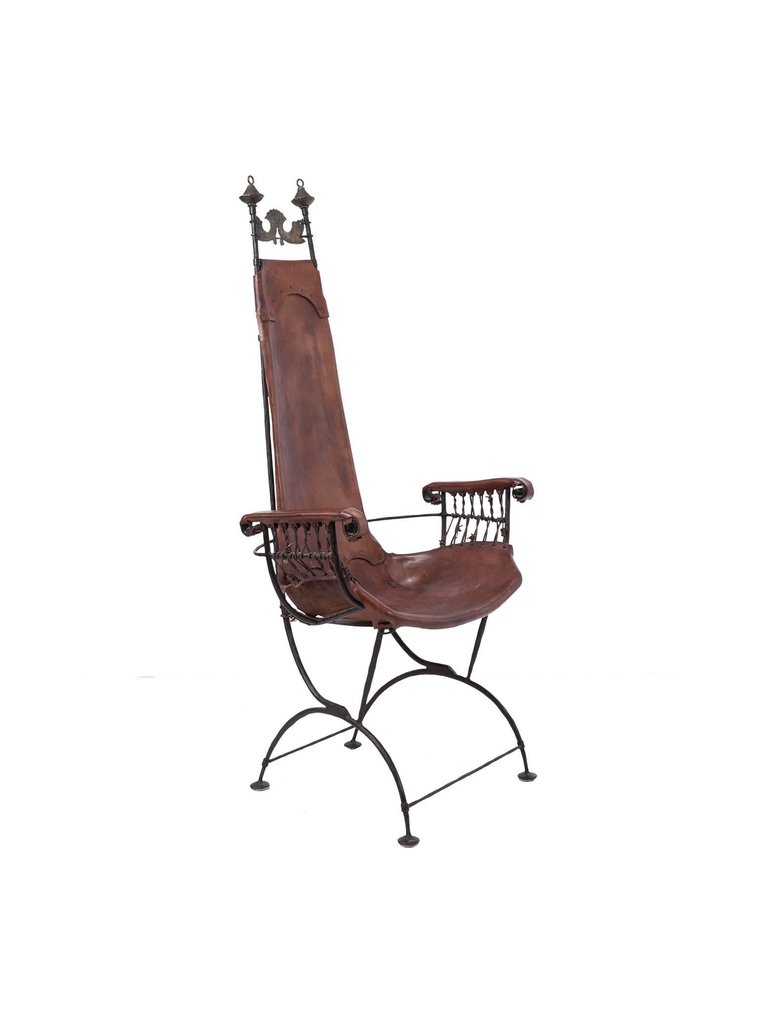 Italian Francois Thevenin Wrought Iron Throne Chair, 1990s For Sale