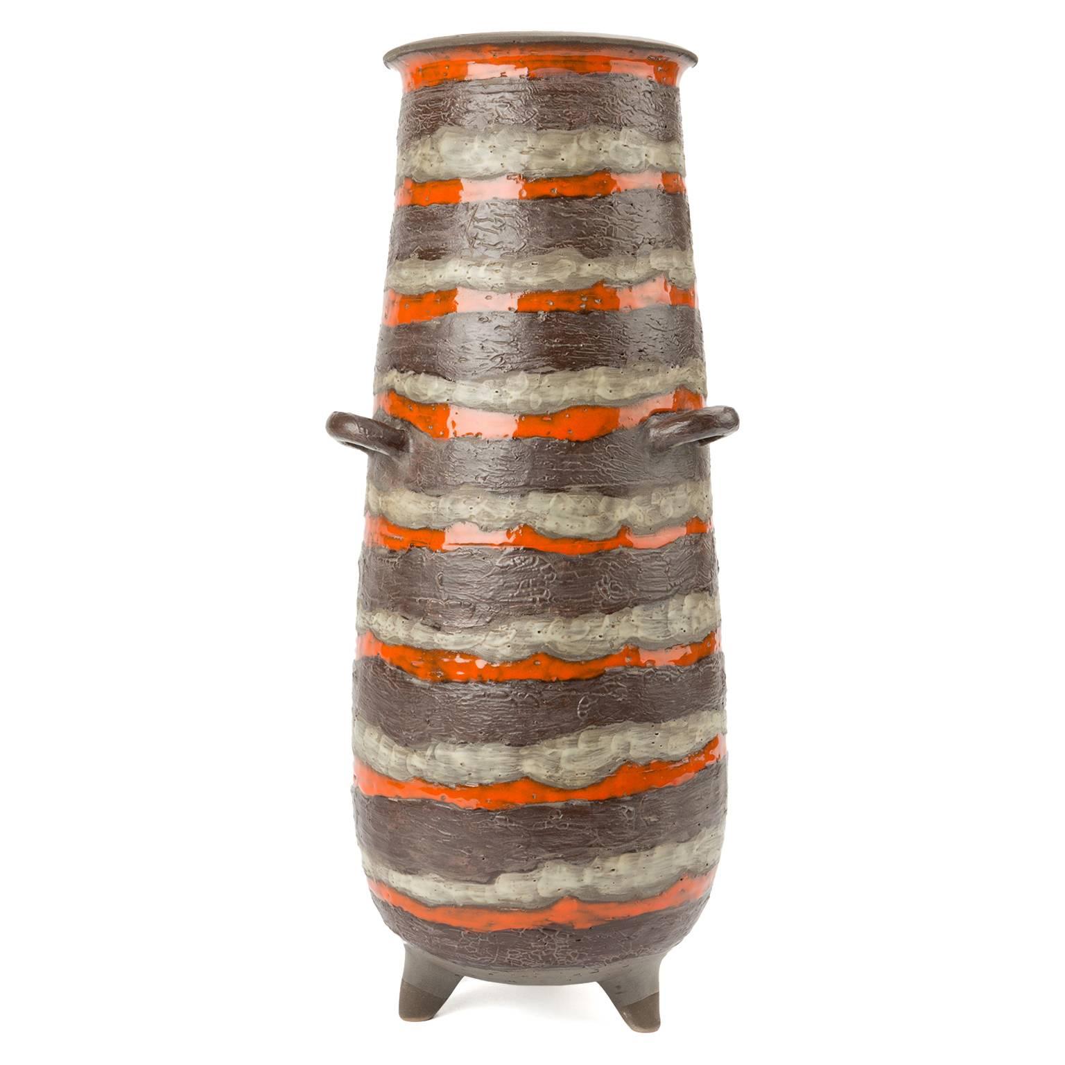 Italian Signed Glazed Ceramic Vase by Cau .G Bitossi and Figli 2016 For Sale
