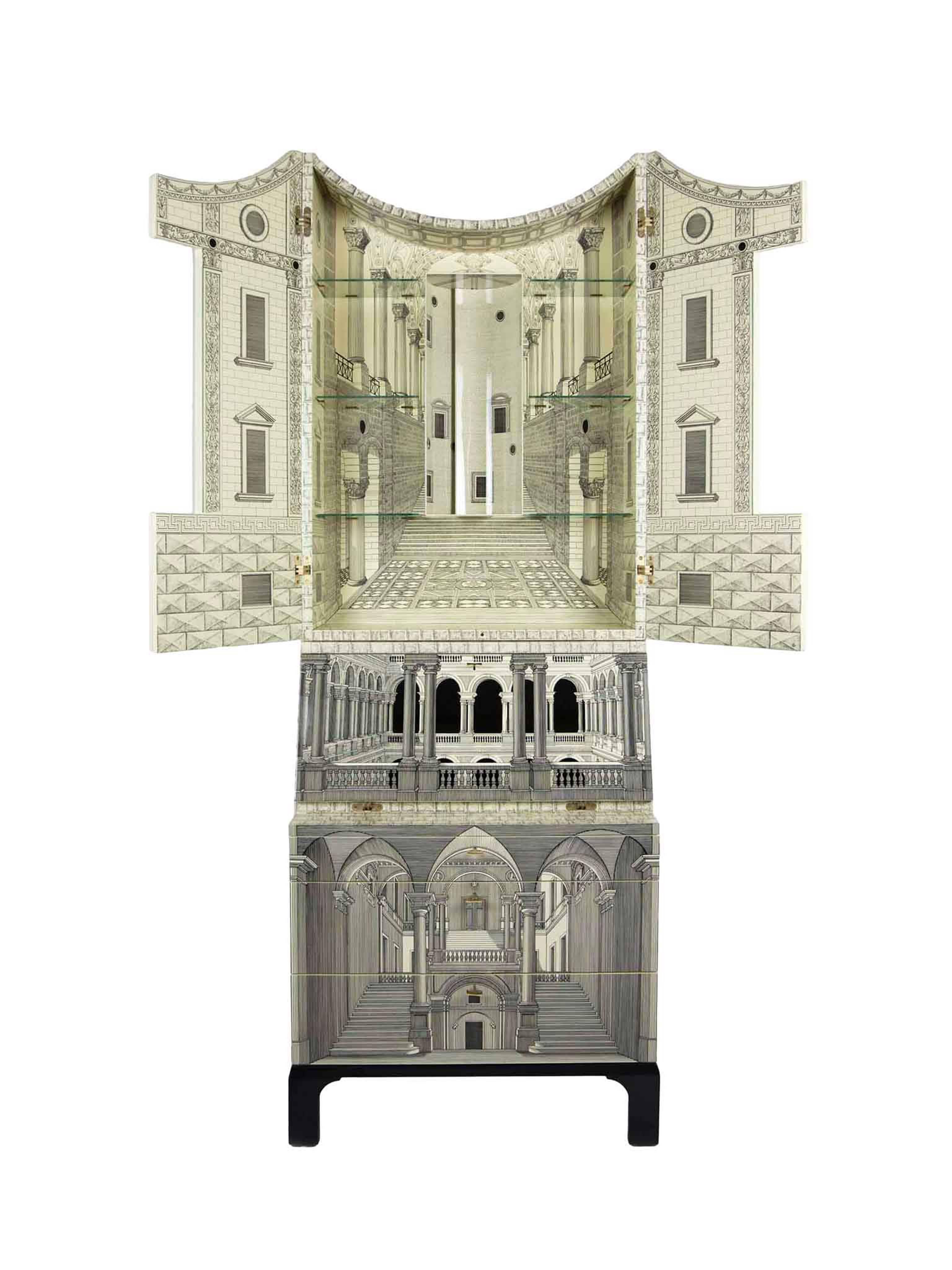 Italian Fornasetti-Trumeau Architecture Black or Ivory, 2015