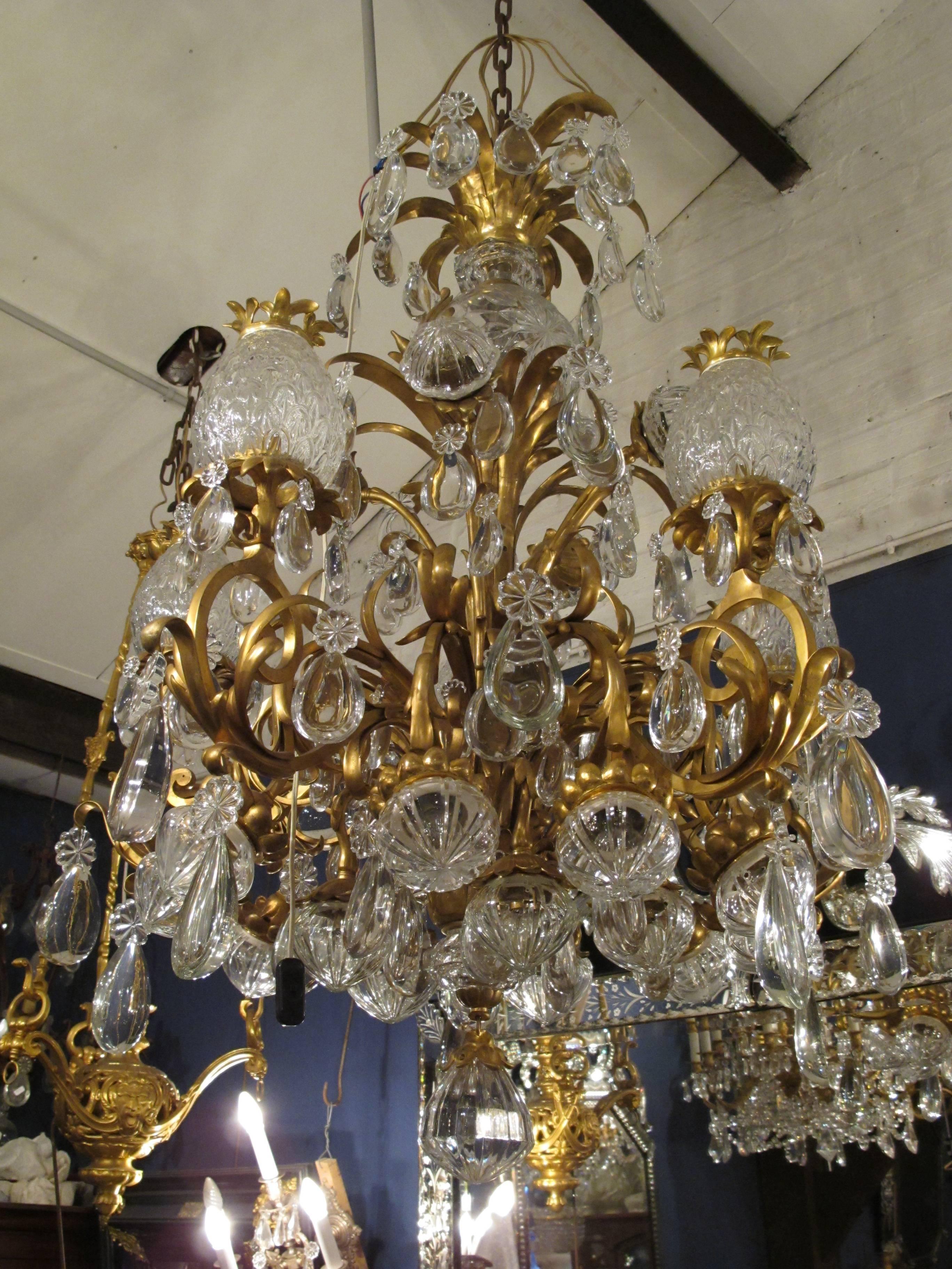 French Large  Antique Crystal Baccarat Chandelier For Sale
