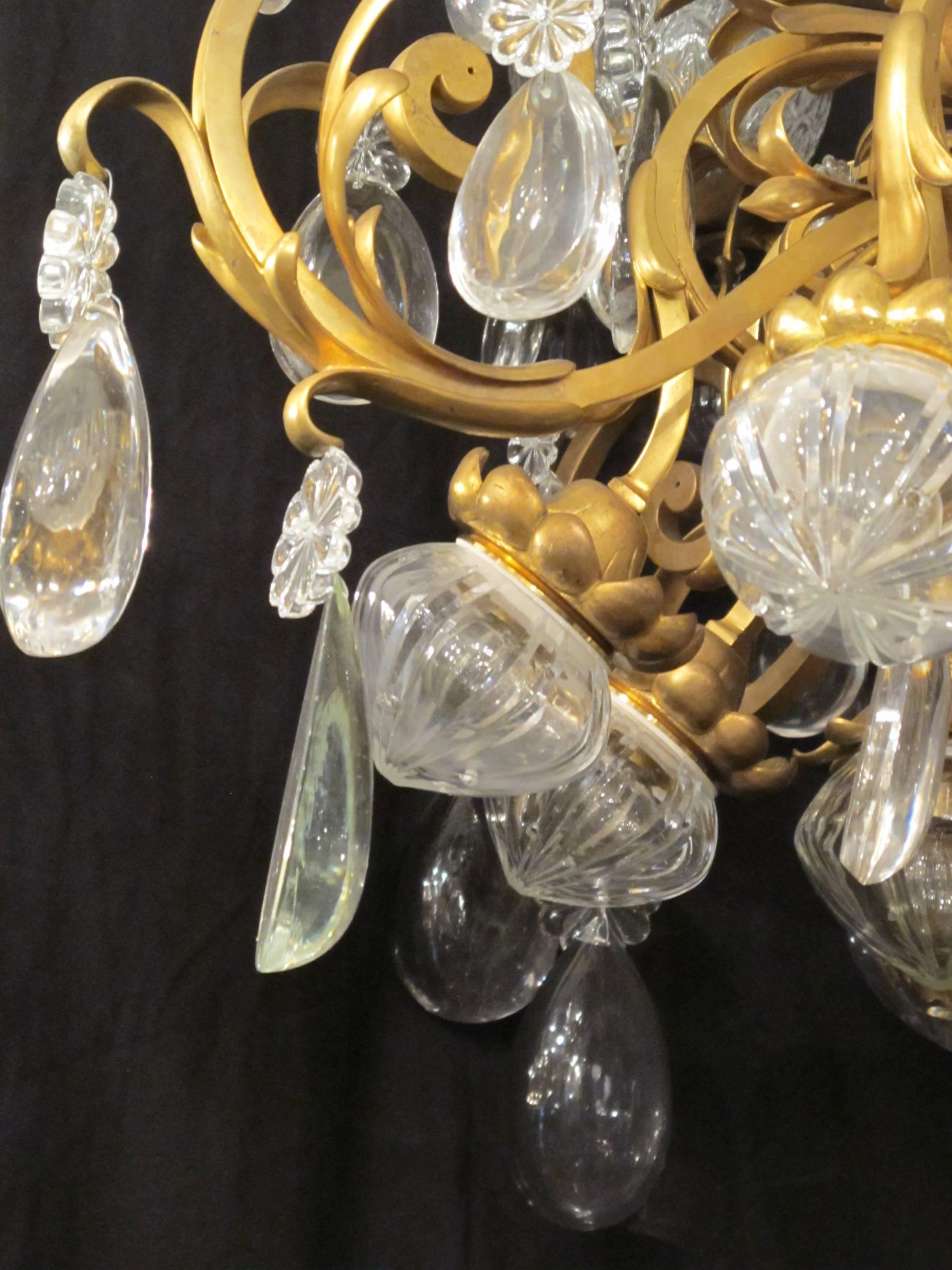 Large  Antique Crystal Baccarat Chandelier In Excellent Condition For Sale In Saint-Ouen, FR