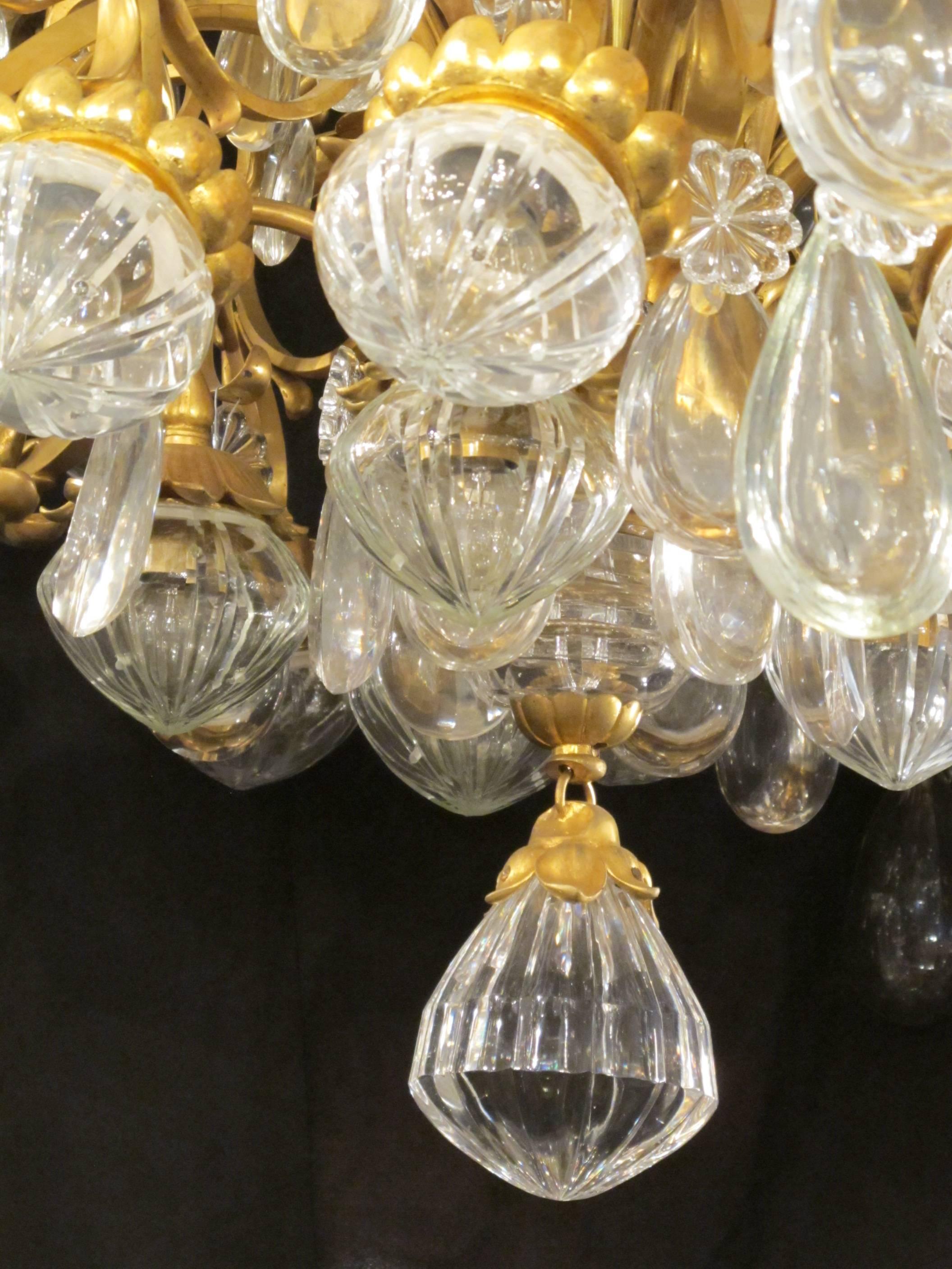 Early 20th Century Large  Antique Crystal Baccarat Chandelier For Sale