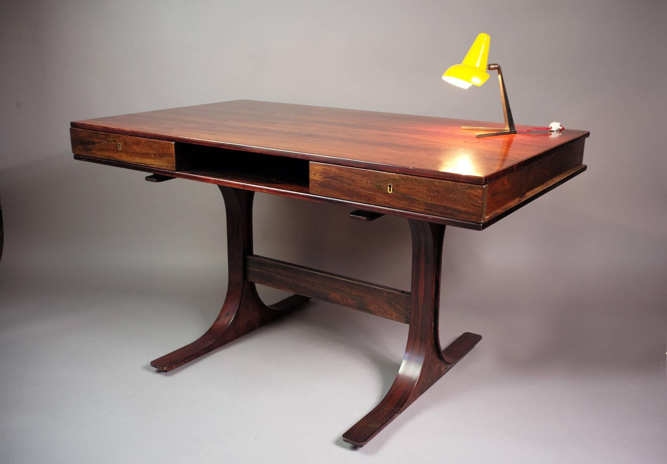 Italian Rosewood Desk by Gianfranco Frattini for Bernini, 1957