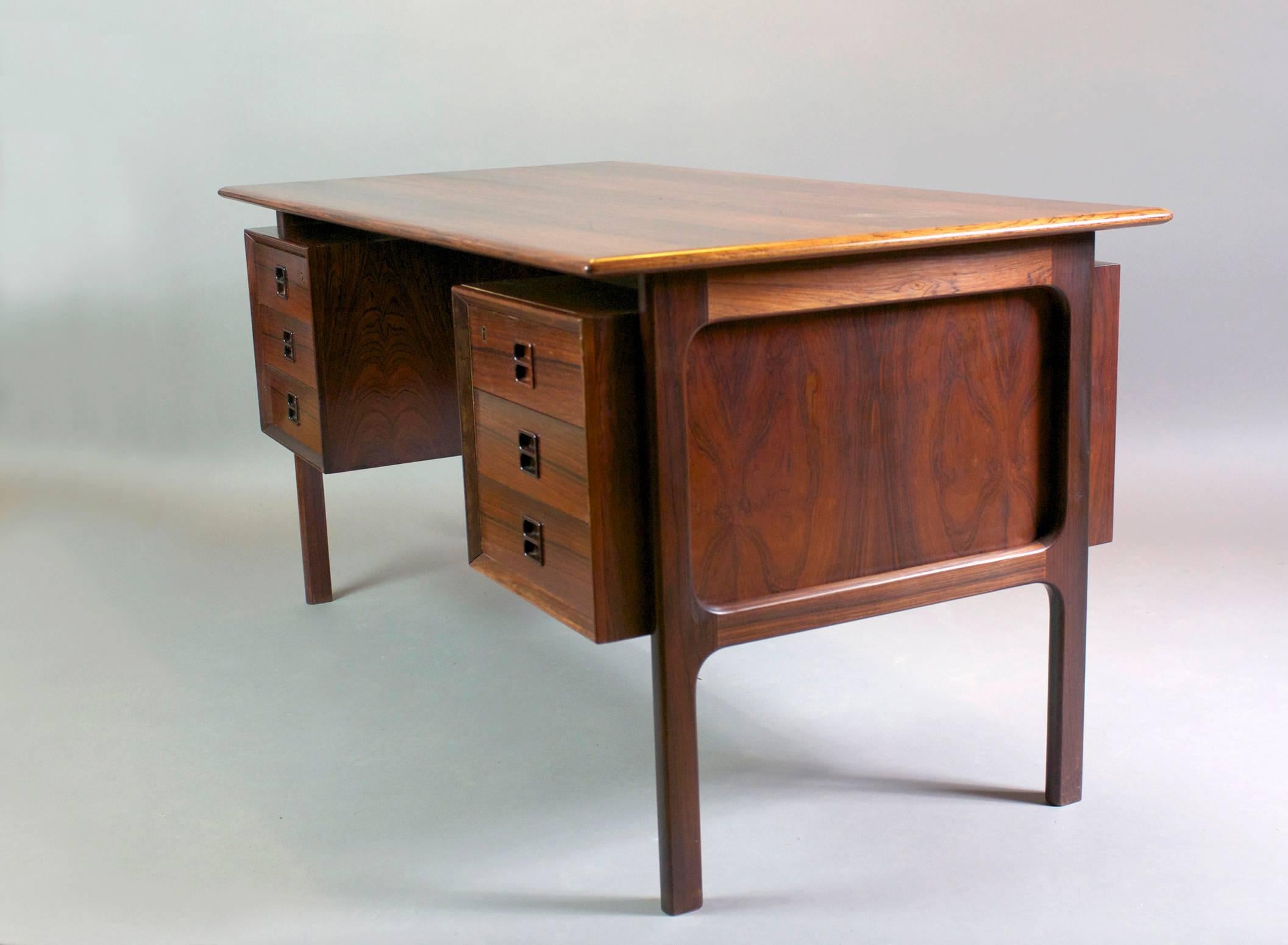 Rosewood Two-Pedestal Desk by Arne Vodder for Sibast, 1960