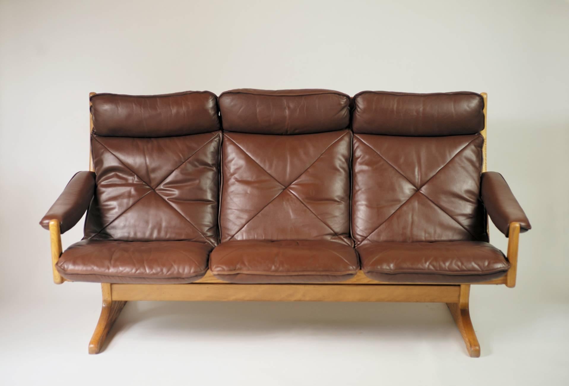Leather Norwegian Three-Seat Sofa from Soda Galvano, 1960 For Sale