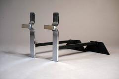 Stainless Steel Fireplace Set by Jean-Paul Creations, France, 1970