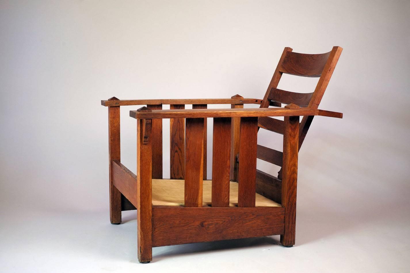 American Oak Reclining Chair, 1900s 3