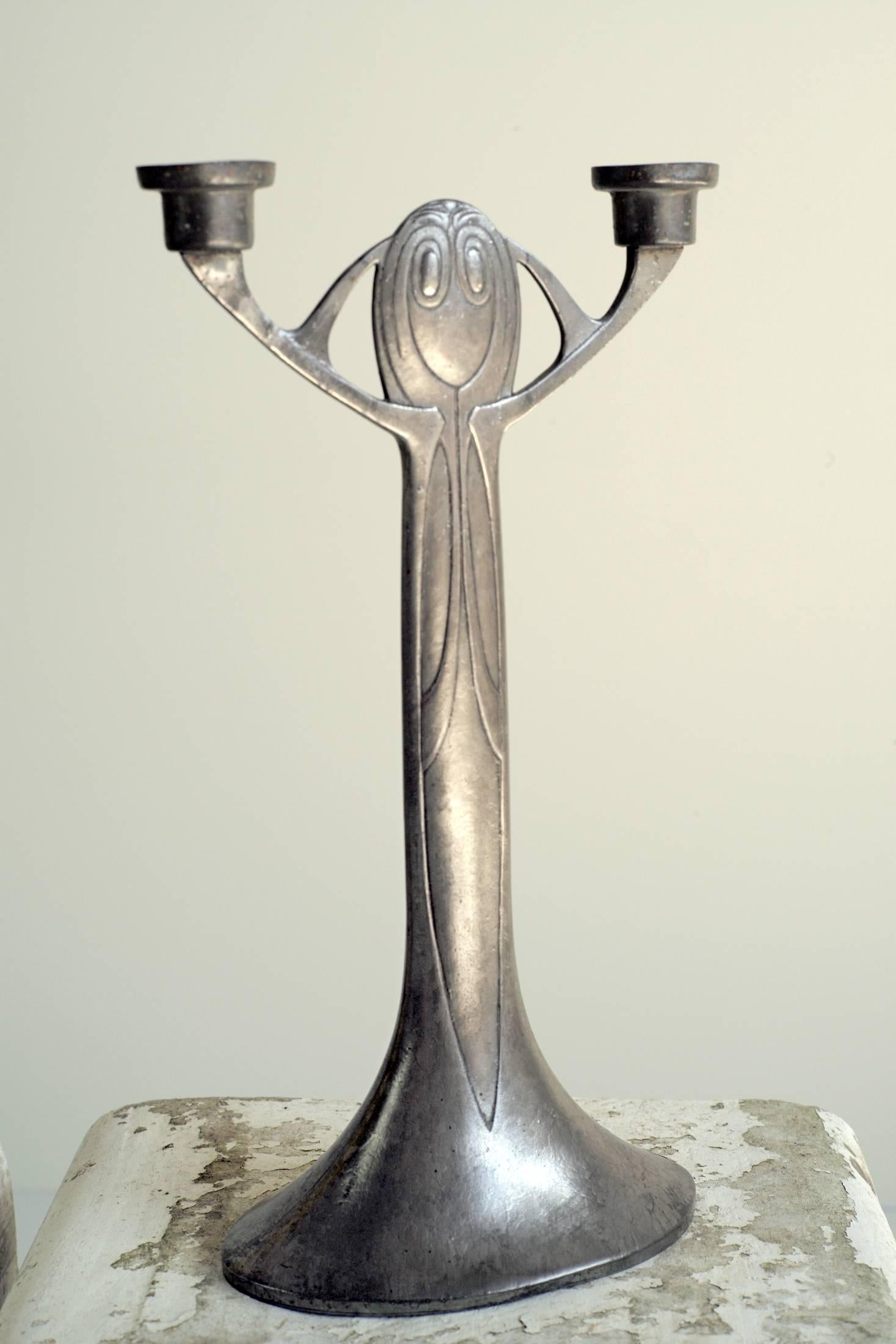 Paar Jugendstil-Kerzenleuchter von Joseph Maria Olbrich:: Deutschland:: 1903-1904 1