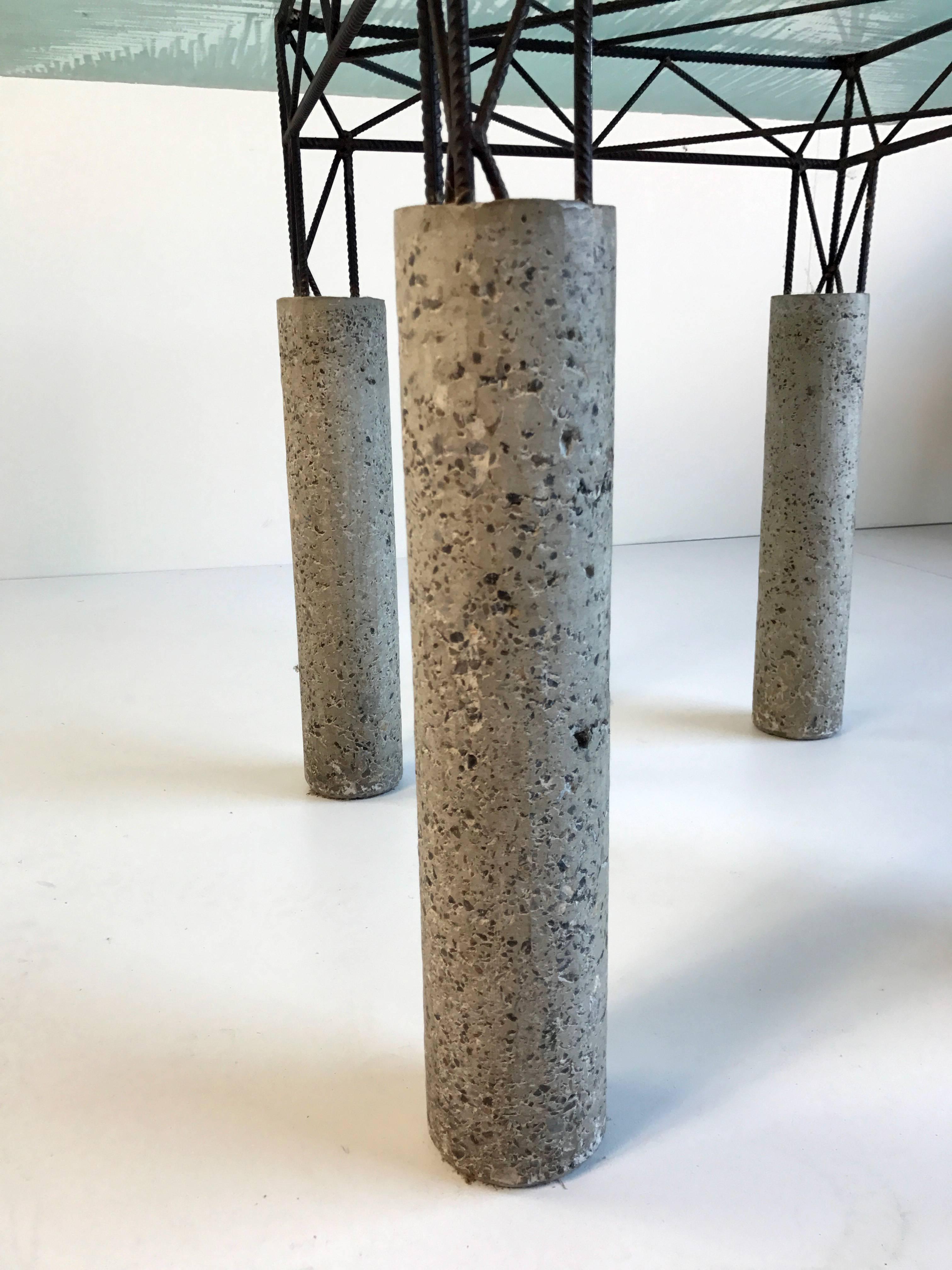 Glass Table, Concrete and Concrete Iron, Italy, 1980 For Sale 1
