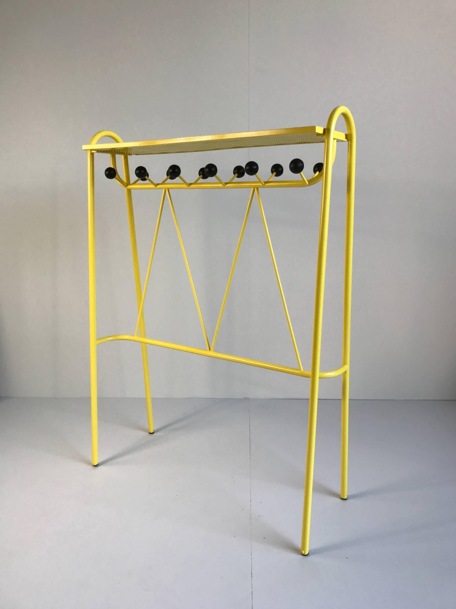 Lacquered Coat Rack in Tubular Metal and Bakelite, France, 1950
