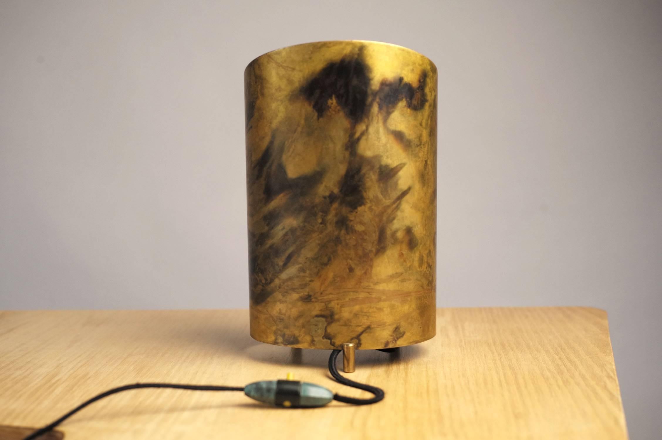 Table Lamp in Oxidized Brass, France, 1950 In Good Condition For Sale In Catonvielle, FR